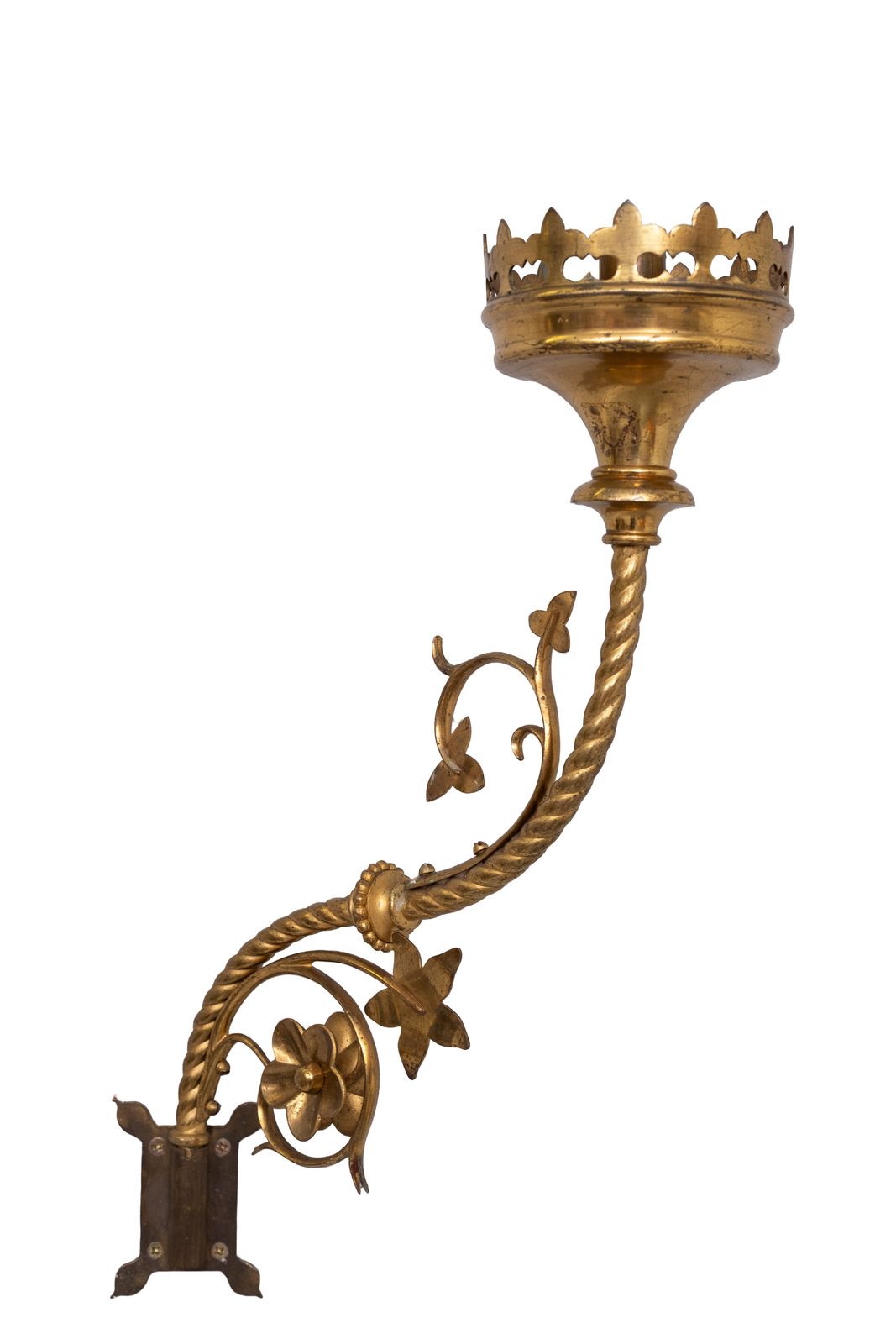 Gothic Revival Gilded Brass Wall Candle Holders 1890s Holland
