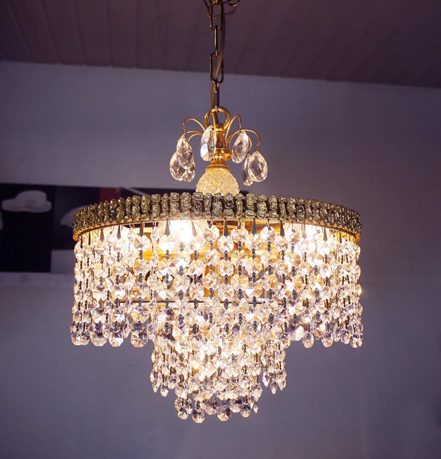 Palwa Bubbles Chandelier Crystal & Gilt Brass By Ernst Palme, Germany, 1960s photo furniture