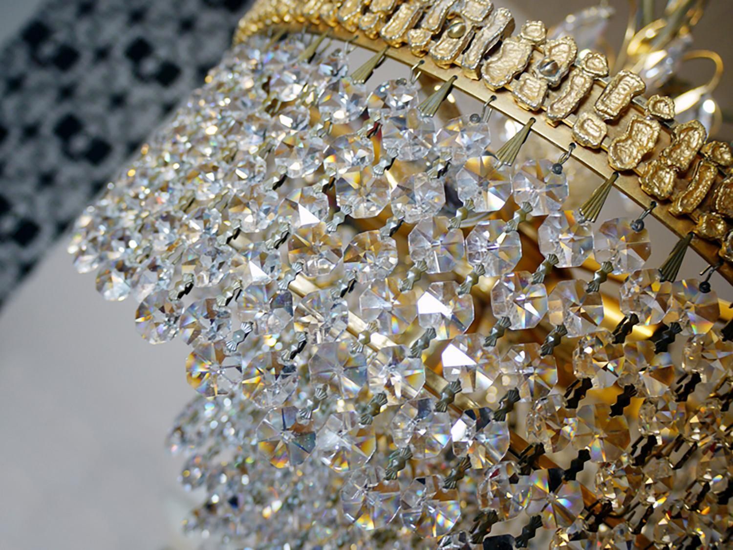 Palwa Bubbles Chandelier Crystal & Gilt Brass By Ernst Palme, Germany, 1960s photo vintage