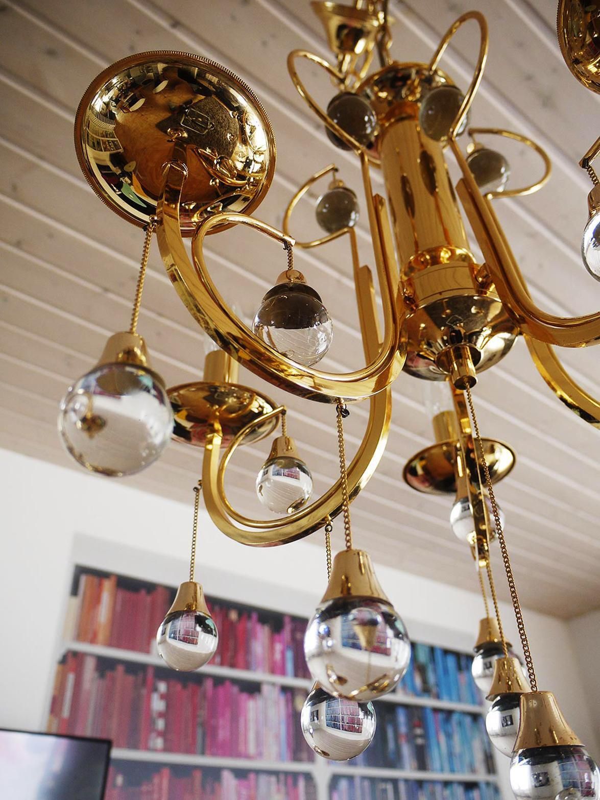 Murano Teardrop Chandelier Glass & Gilt Brass By Gaetano Sciolari, Italy, 1960s photo for sale
