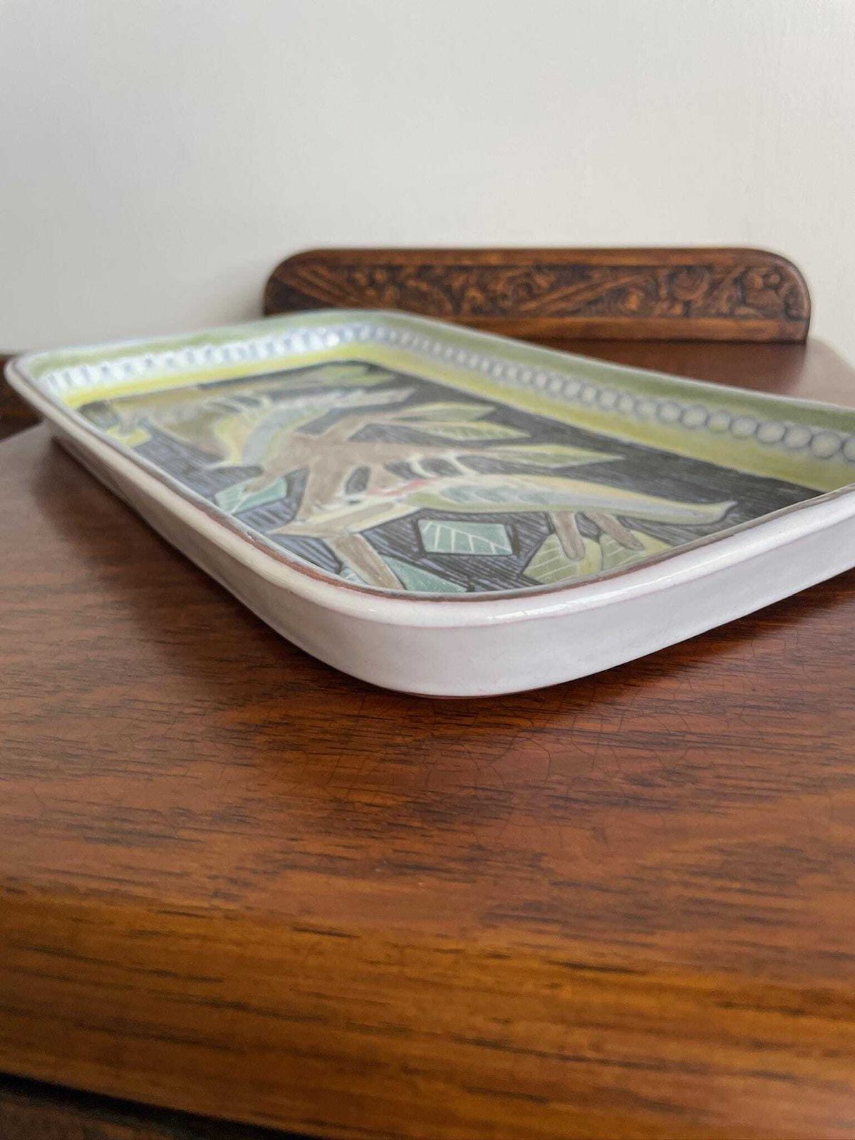 Vintage Swedish Mid Century Ceramic Dish By Laholm With A Deisgn Of Two Birds photo vinterior