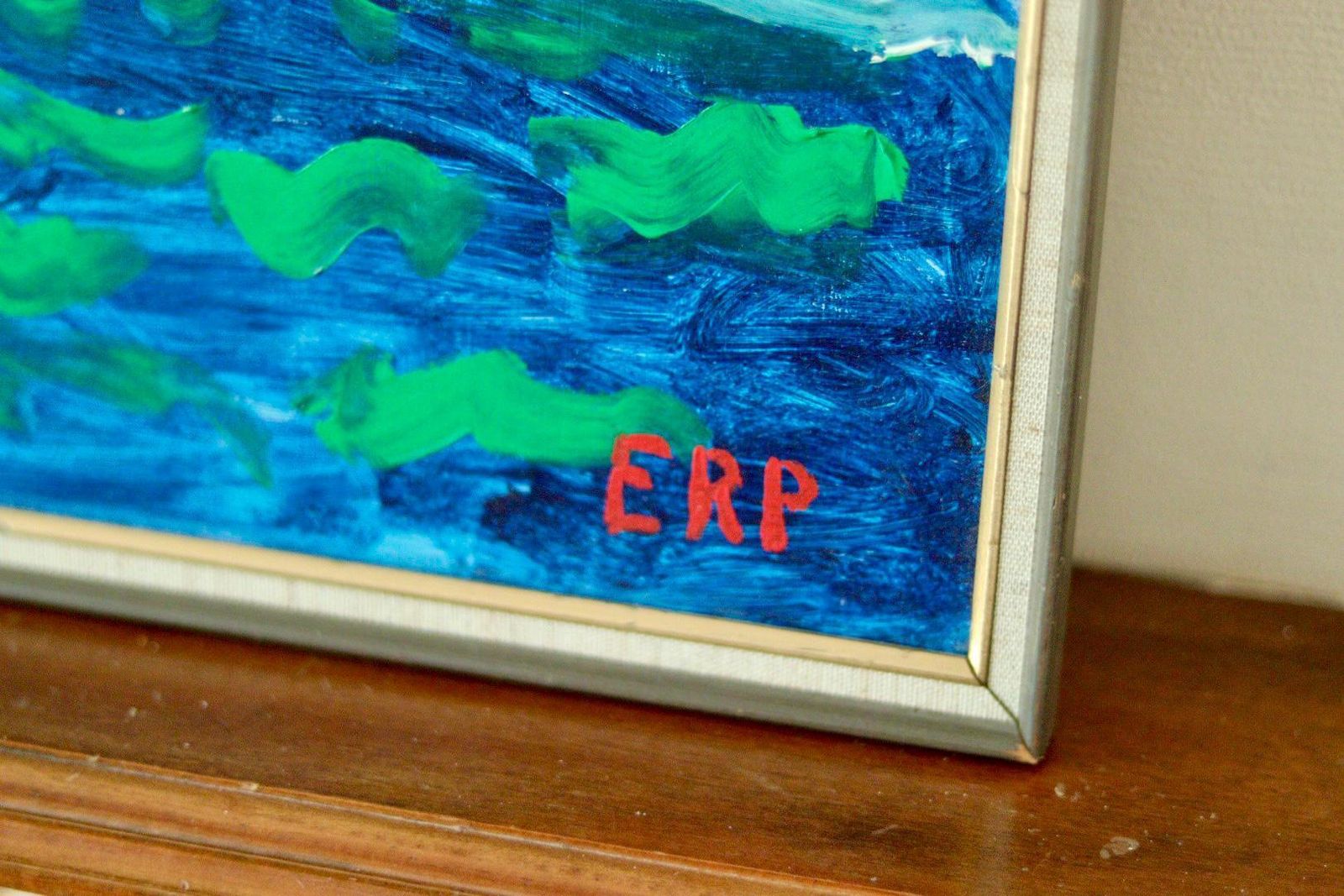 Original Vintage Acrylic On Panel – “Colourful Landscape Motif” By Erp – Framed | 54 X 51 Cm (21.3 X 20.1 In) photo buy