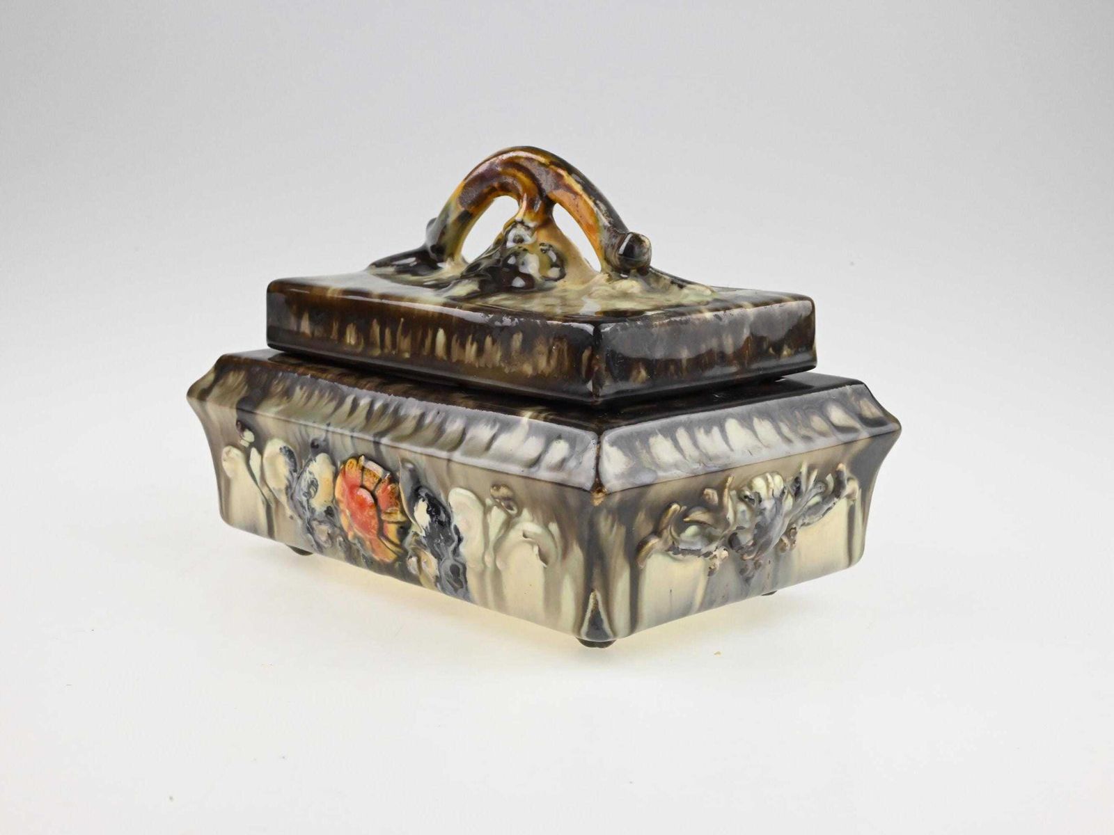Antique German Art Deco Ceramic Box With Lid, German Pottery, Ceramic Box, Antique Trinket Box, Decorative Box, Collectible Ceramic photo furniture