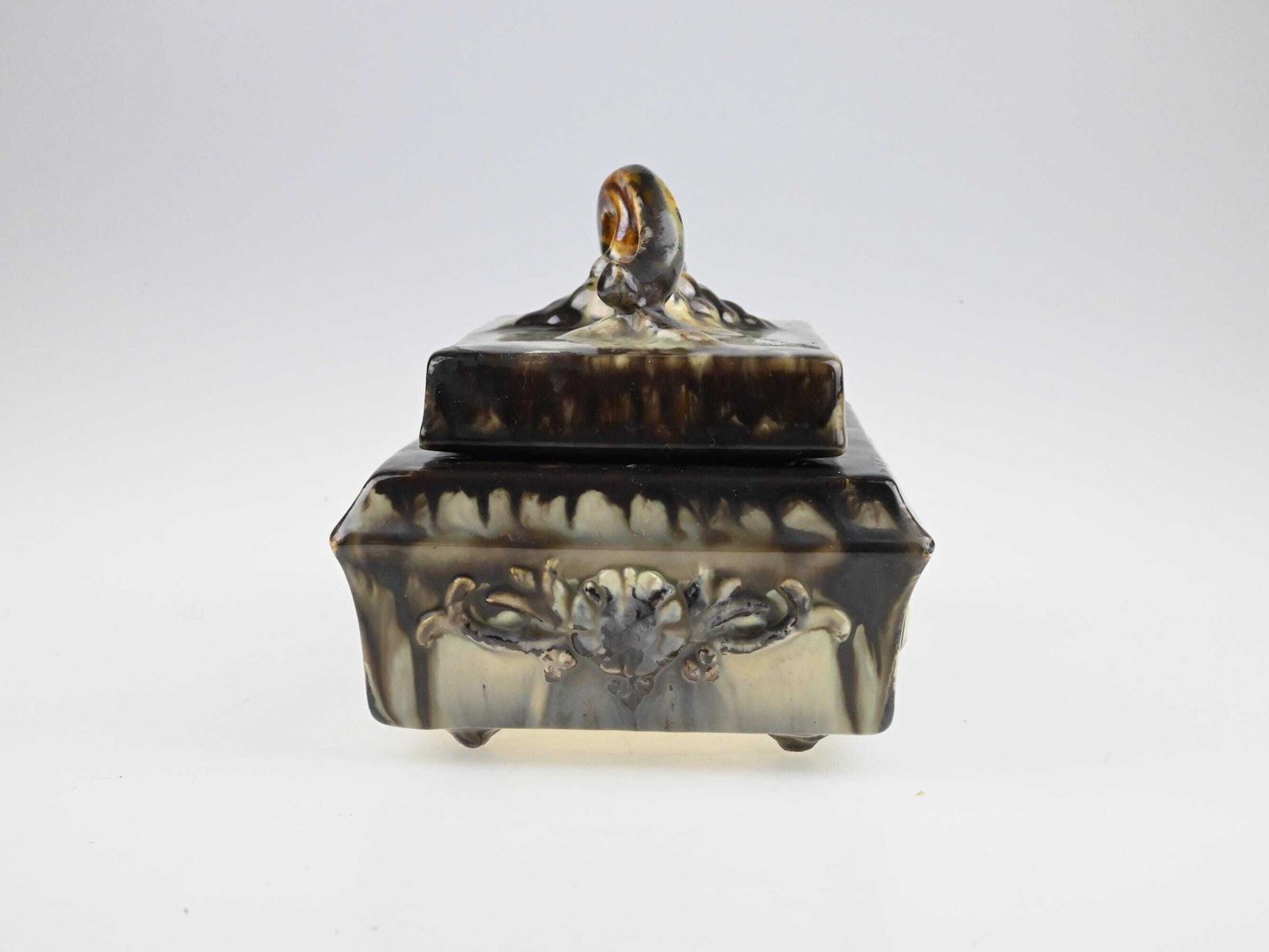 Antique German Art Deco Ceramic Box With Lid, German Pottery, Ceramic Box, Antique Trinket Box, Decorative Box, Collectible Ceramic photo buy