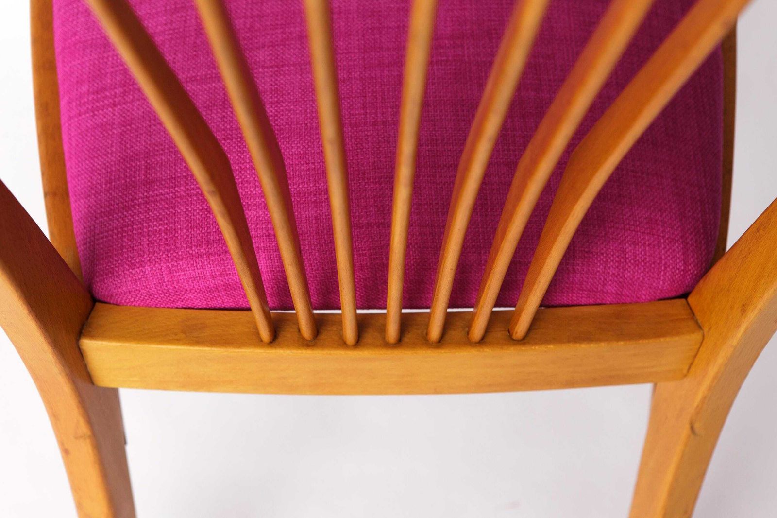Vintage Magenta Upholstered Beech Dining Chair – Germany, 1960s–1970s photo buy