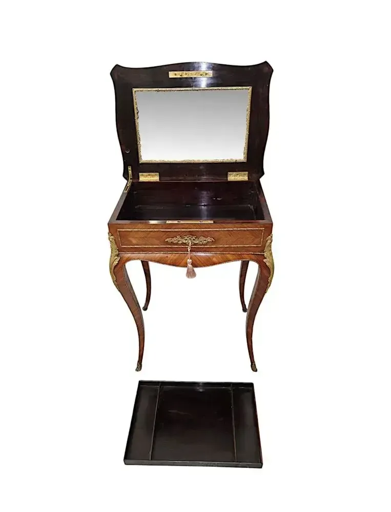 A Very Rare 19th Century Inlaid Ormolu Mounted Work Or Lamp Table Stamped 'Tahan Paris' photo buy