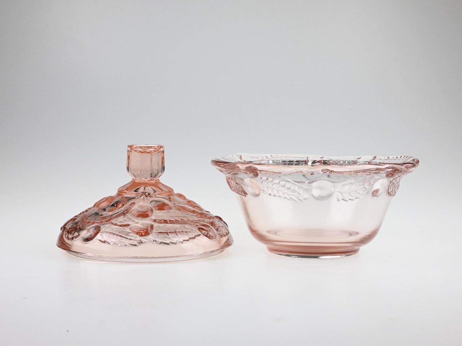 Antique Pink Glass Candy Dish With Lid, Vintage Decorative Box, Pink Bowl, Glass Bowl, Vintage Bowl, Mid Century Bowl, Vintage Glass photo buy