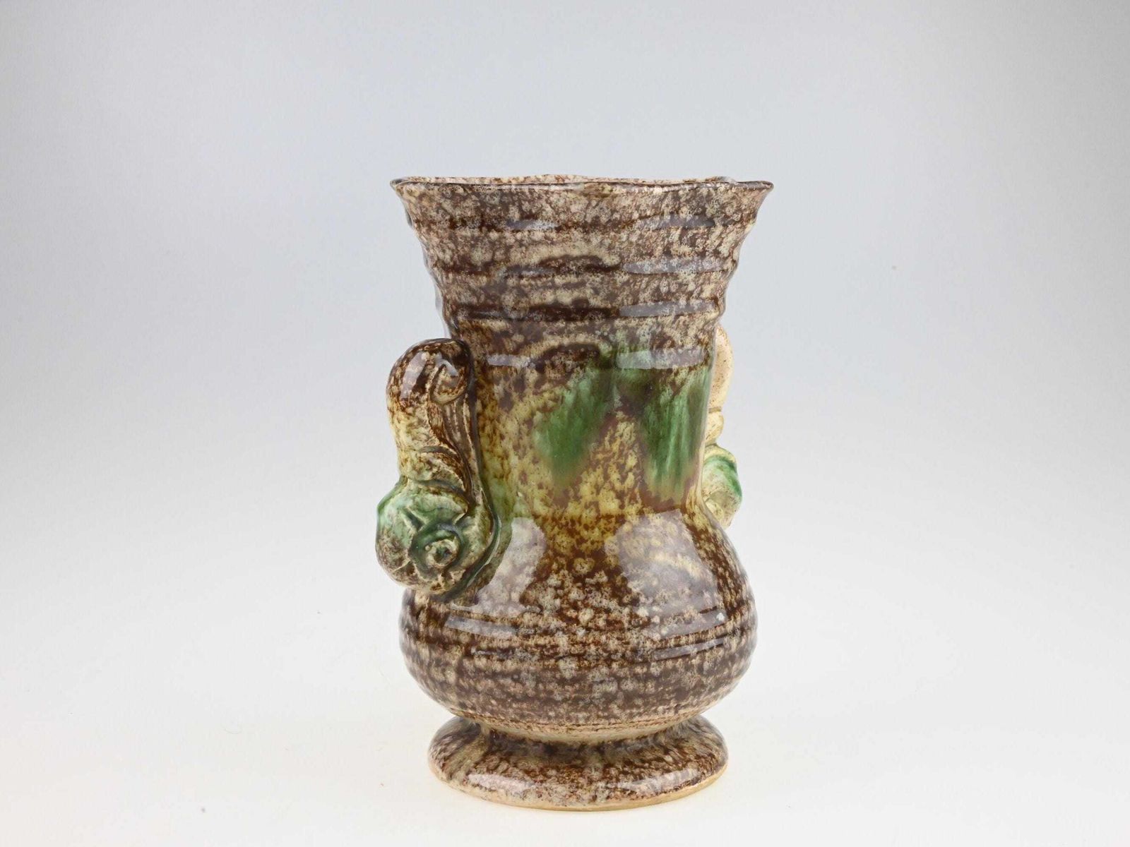 Antique German Art Deco Ceramic Vase, German Pottery, Ceramic Flower Vase, Brown Ceramic Vase, Ceramic Vase, Art Deco Vase, Old Vase photo vintage