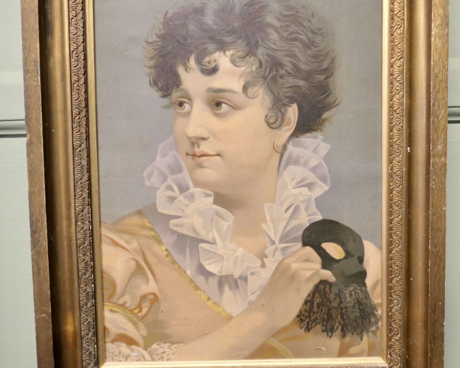 Oil Painting On Board Portrait Of A Masquerade photo Art