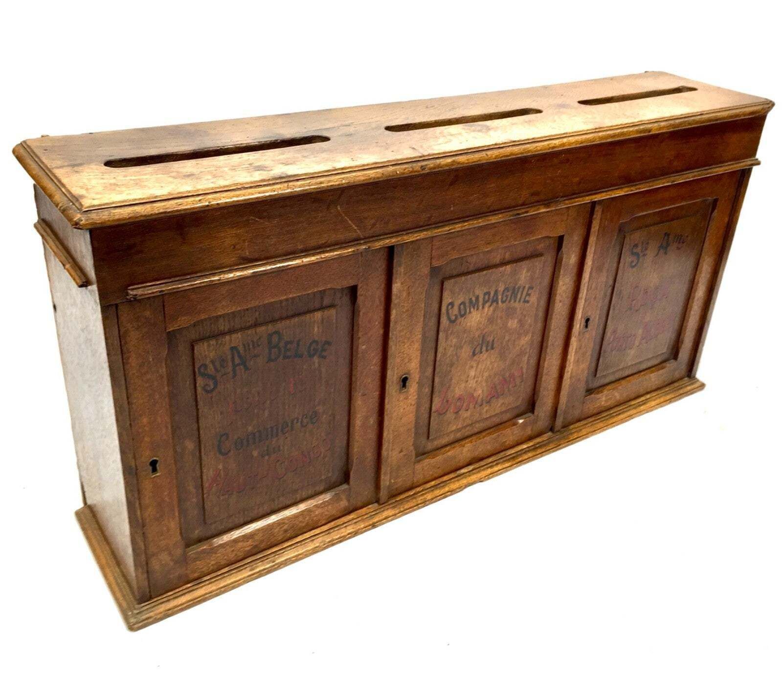 Antique Early 20th Century Large French Wooden Letter / Post Box Cabinet C.1930 photo furniture