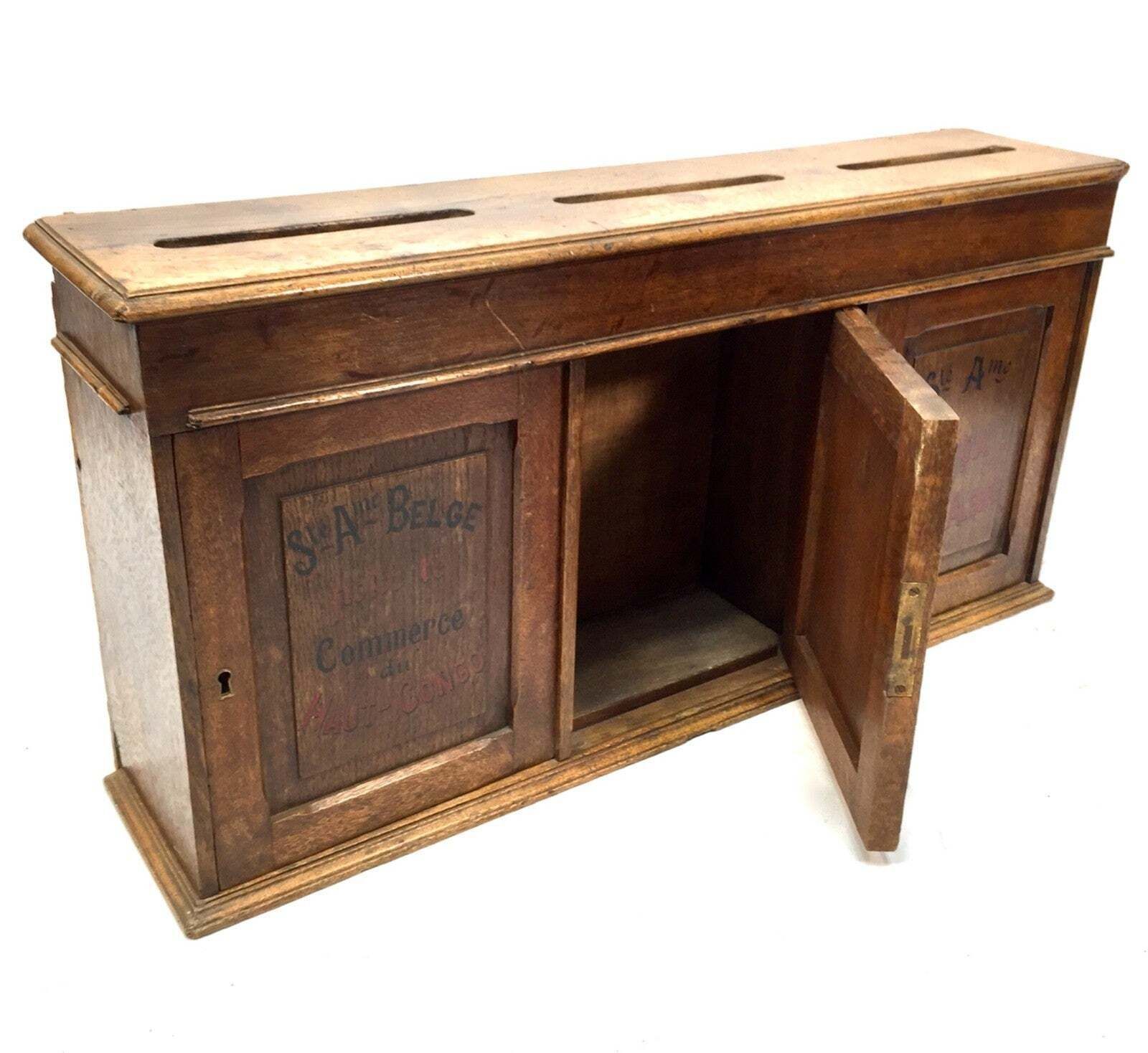 Antique Early 20th Century Large French Wooden Letter / Post Box Cabinet C.1930 photo vinterior