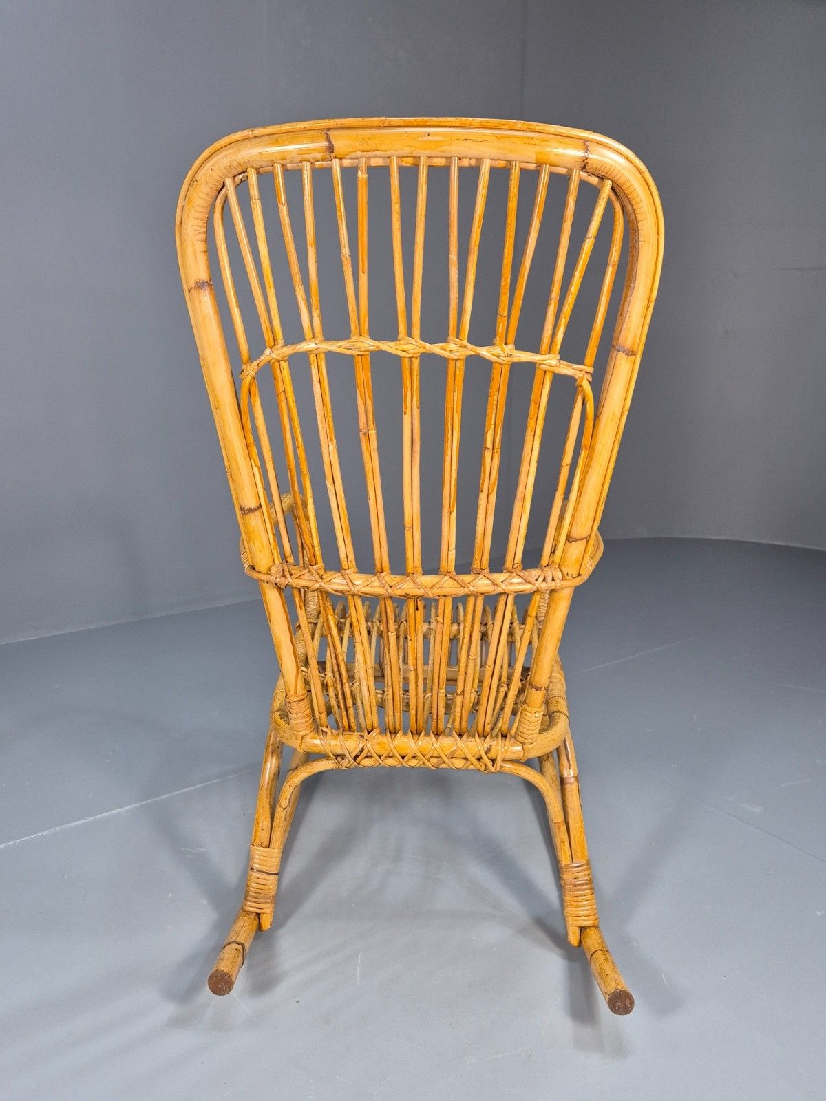 Vintage Franco Albini Style Cane Rattan Rocking Chair 1970s Retro Eb9702 Vber photo buy