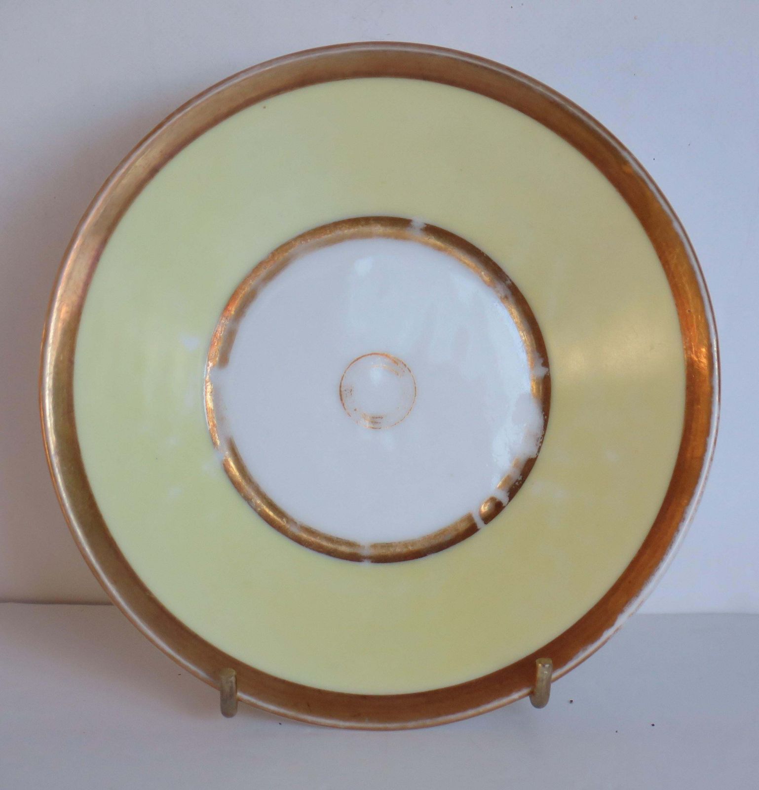 photo for sale Old Paris Porcelain Coffee Can & Saucer Lemon Engrisaille, French Ca 1800