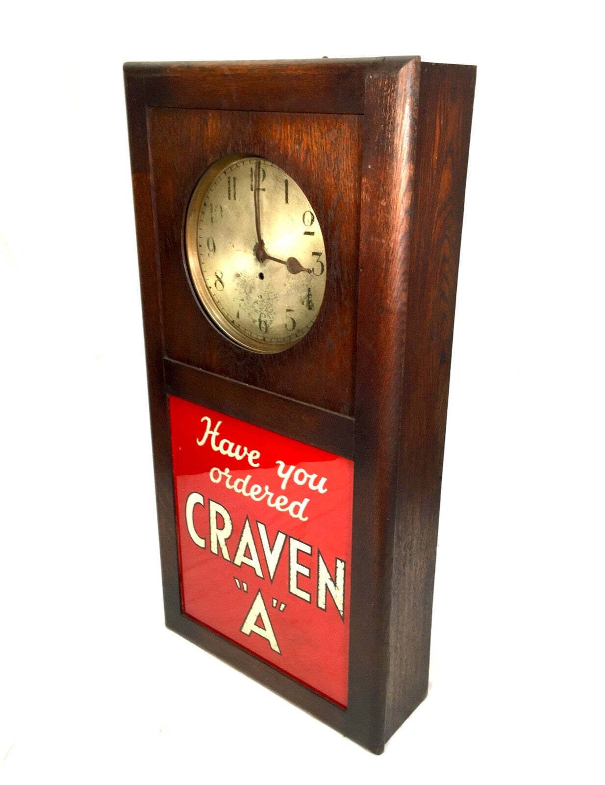 photo for sale Antique Advertising Large Craven A Tobacco / Cigarettes Clock & Sign C.1940