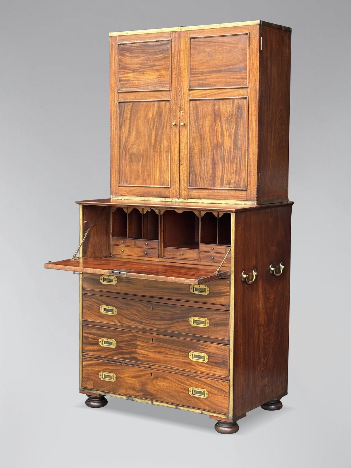 19th Century Victorian Period Mahogany Military Cabinet
