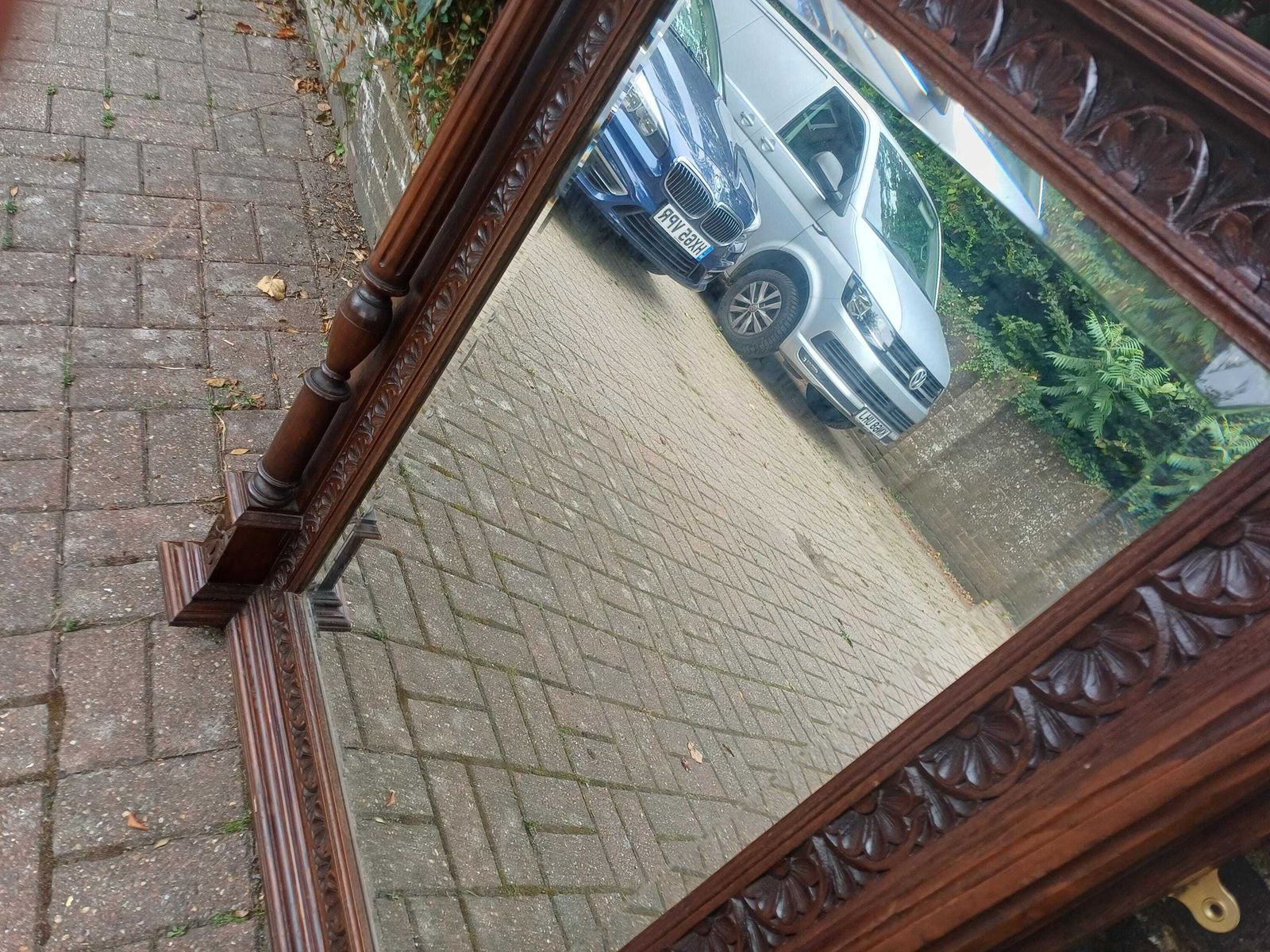 Massive Antique Victorian Carved Oak Over Mantel Mirror Large Ornate Gothic Revival Hall Mirror C1880s Statement Mirror photo furniture