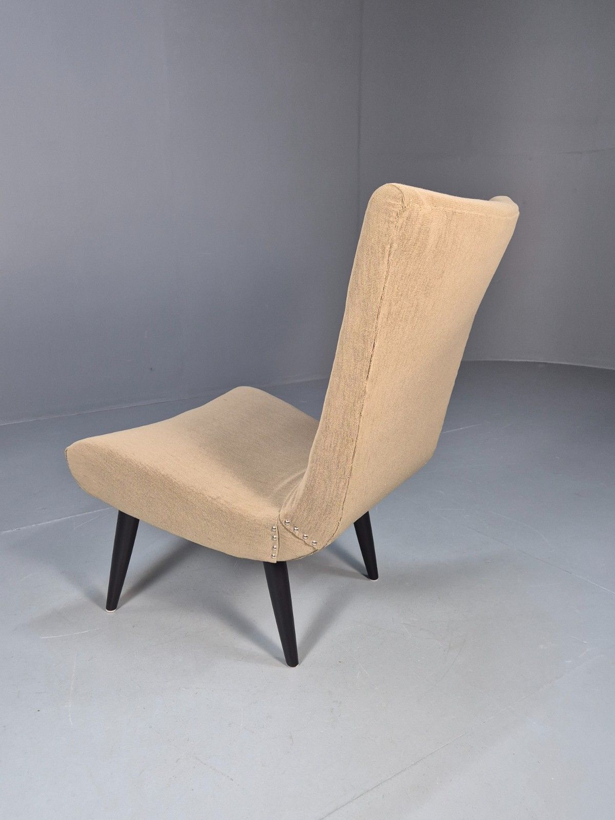 photo for sale Vintage Scoop Chair Jens Risom Style Khaki Green Fabric Danish Eb9533 Mnor