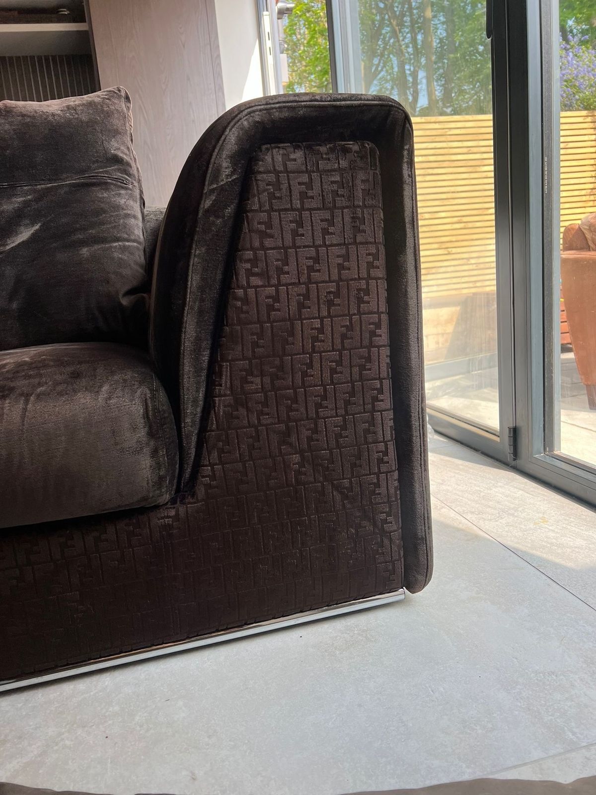 Stunning Fendi Casa Prestige 3 4 Seater Sofa, With Rare Ff Monogram   Cost £25k photo furniture