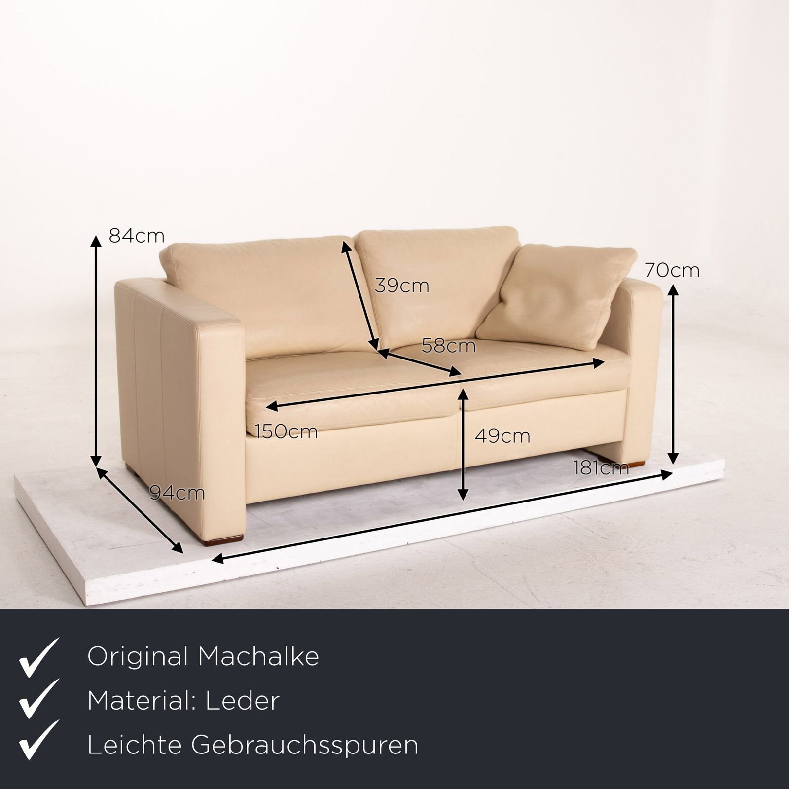 Canapé Machalke en cuir beige 2 places photo furniture