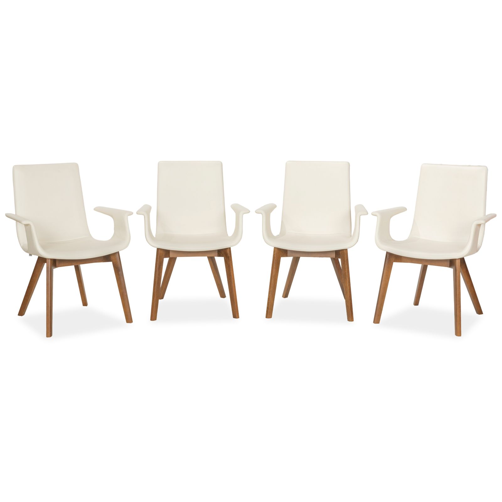 Lot de 4 chaises Hülsta D27 en cuir crème