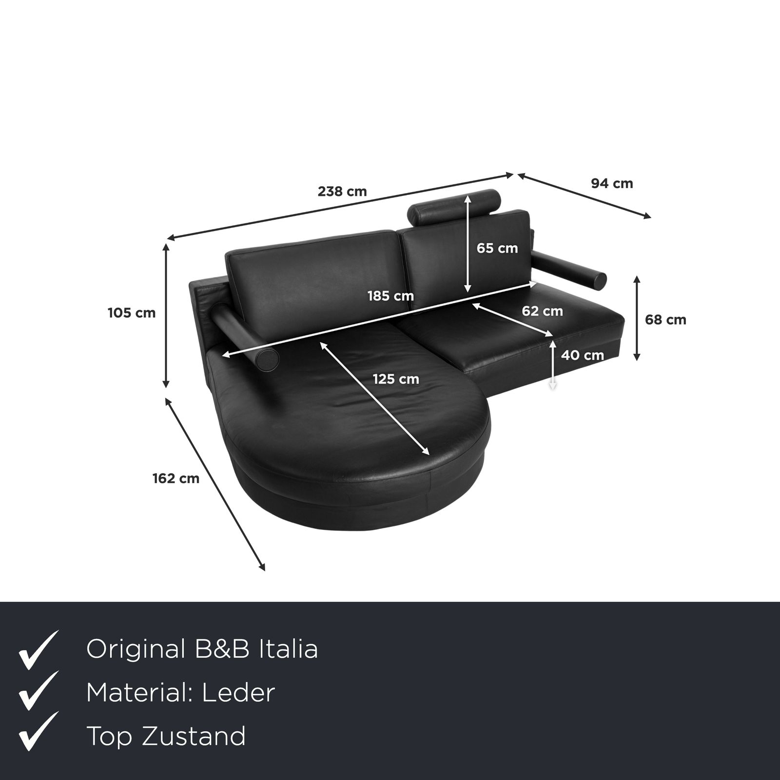 B&B Italia Sity Leather Corner Sofa Black photo furniture