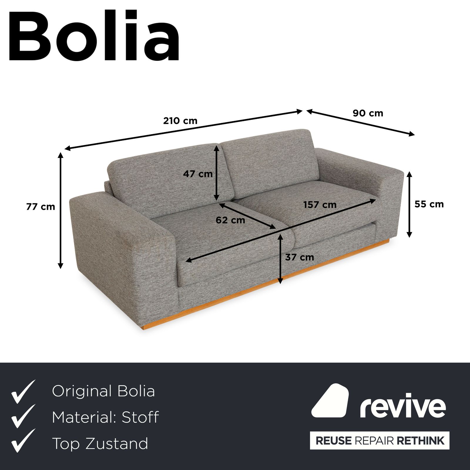 Bolia Sepia Fabric Two Seater Grey Sofa photo furniture