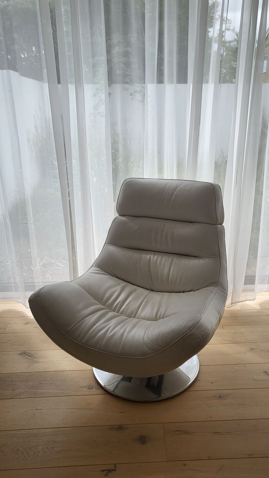 Furniture Village White Leather Salvador Swivel Chair And Footstool