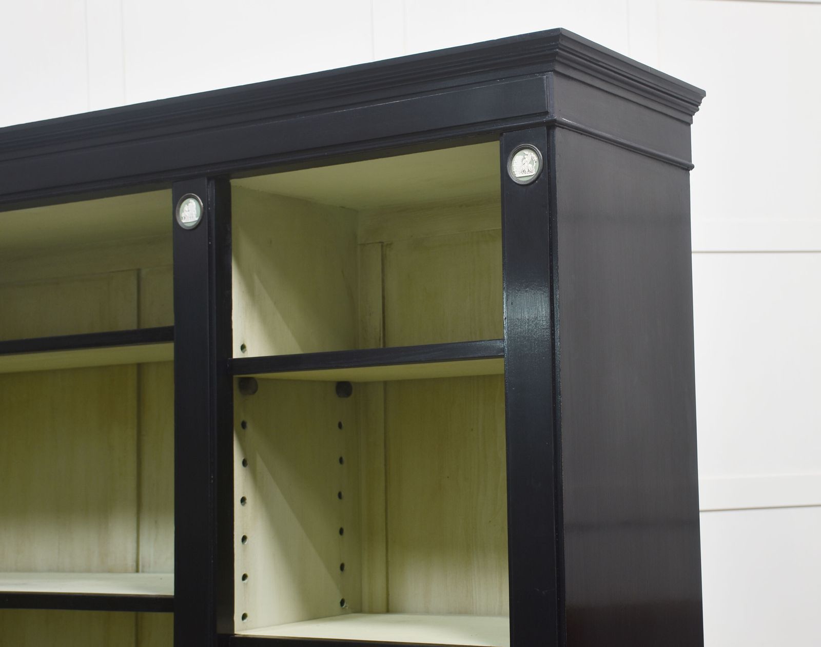 Pair Of Ebonised Wedgwood Open Bookcases photo buy