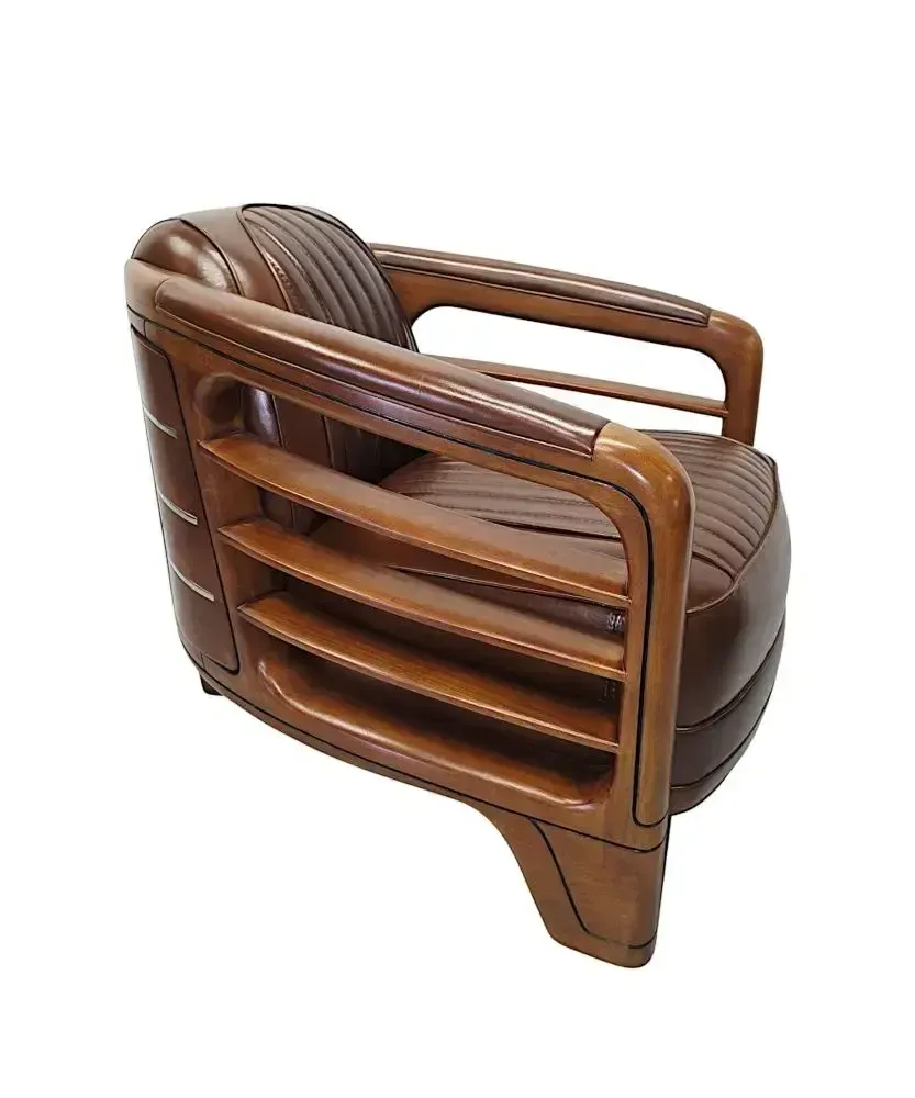 A Very Fine Art Deco Design Walnut And Leather Club Armchair photo furniture