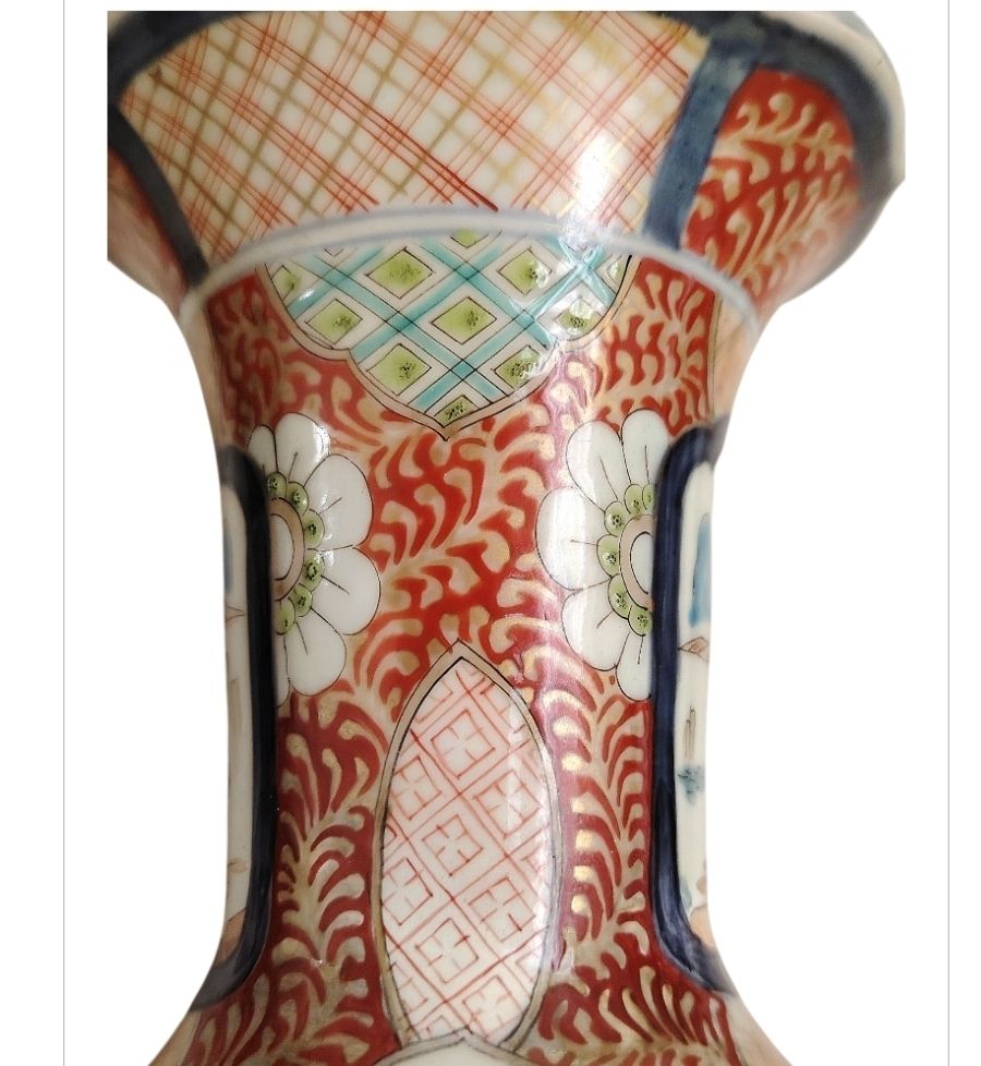 Pair Of C. 19th Meiji Arita  Yaki Imari Porcelain Vase Lamps photo vinterior