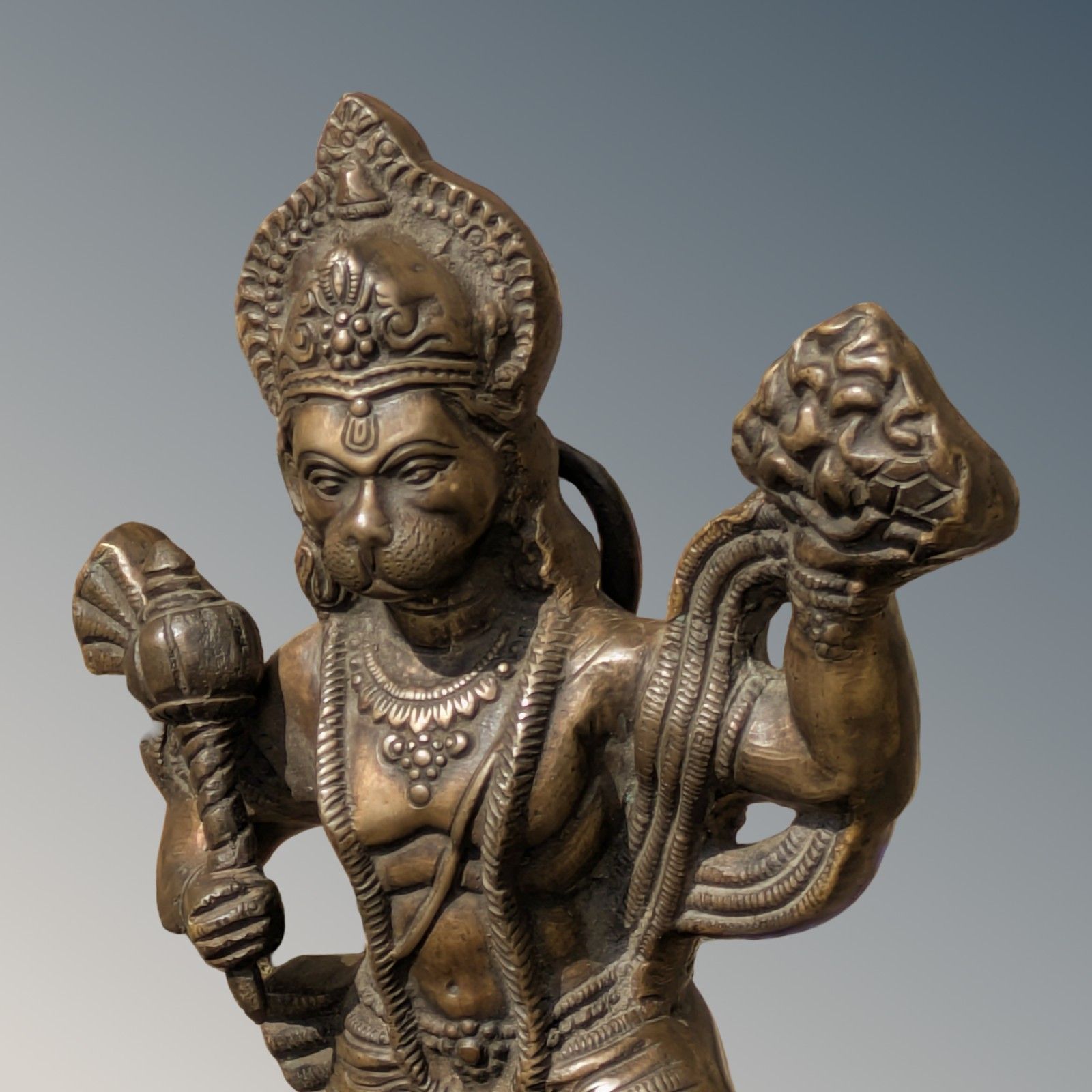 Antique Bronze Statue Hanuman With Sanjivani Parvat photo buy