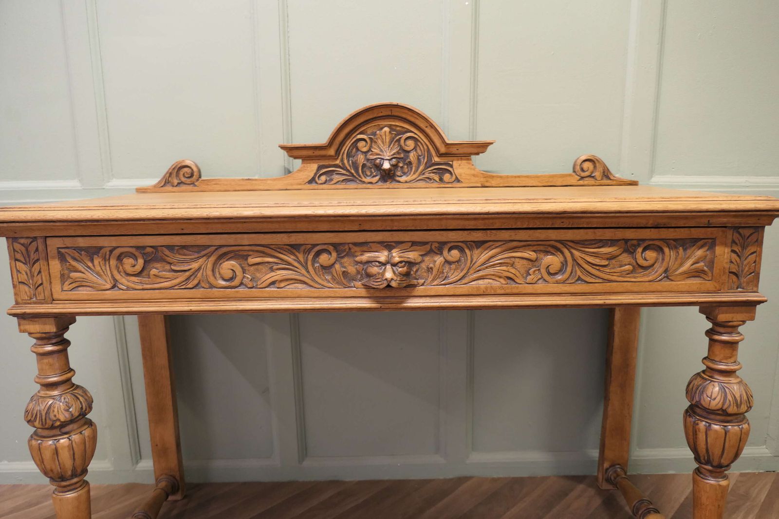 Green Man Carved Golden Oak Hall Table photo for sale