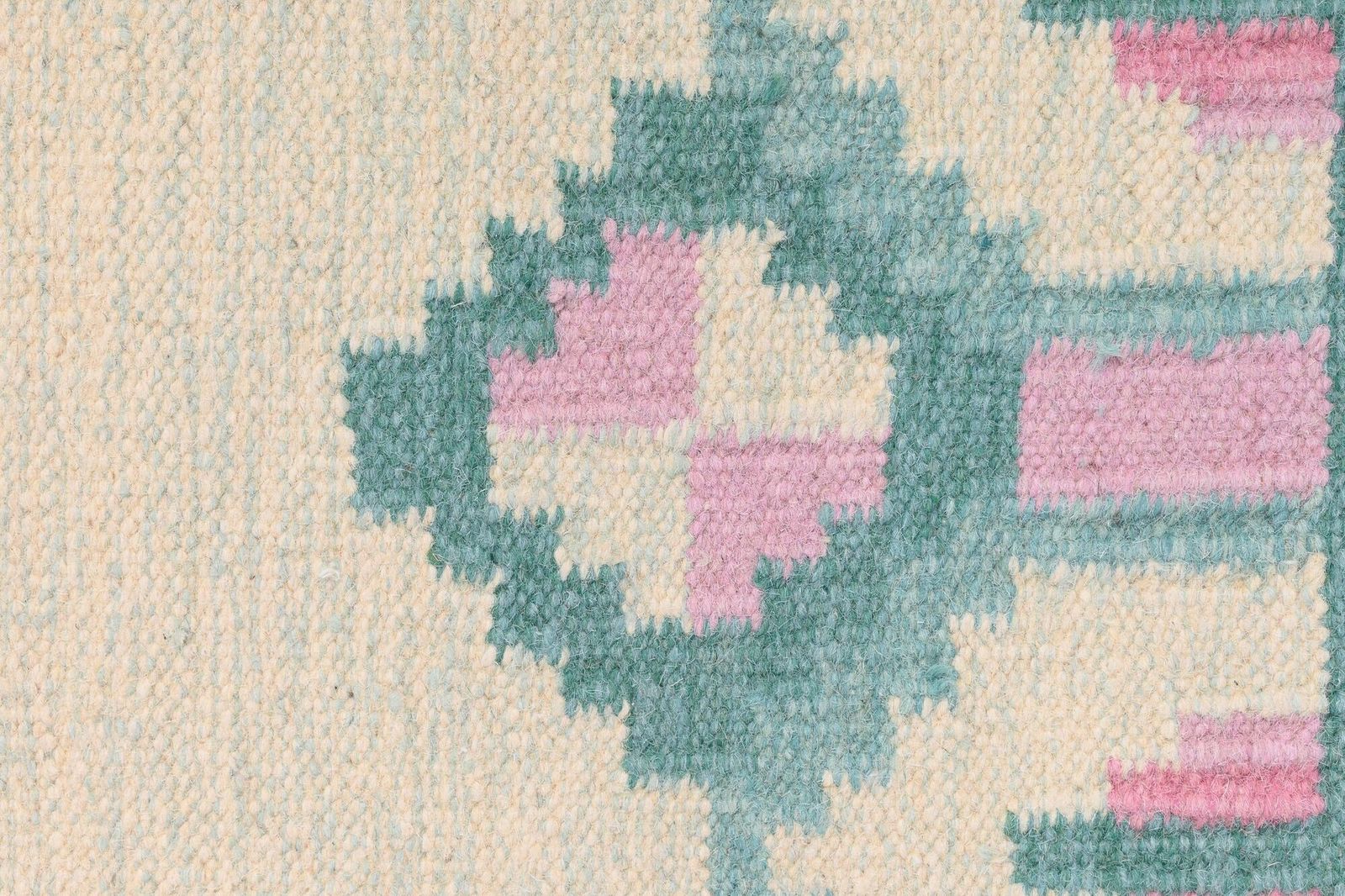 Mid Century Swedish Kilim In Tones Of Green And Pink photo vinterior