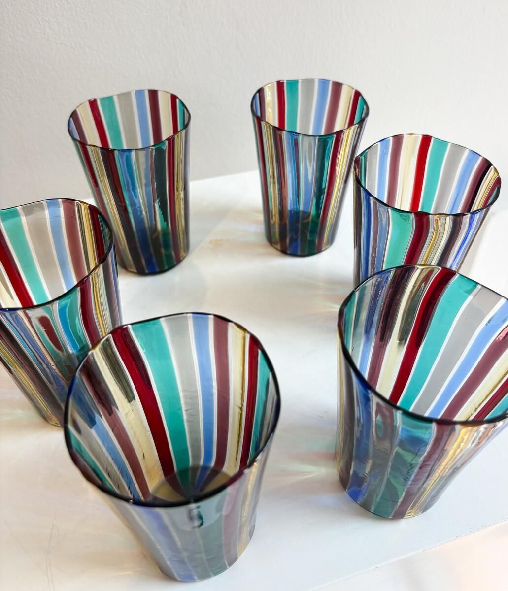 Set Of 6 Glasses And Pitcher By Gio Ponti For Venini, Italy, 1959 photo Home Decor