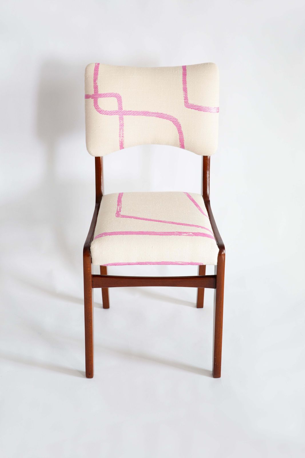 photo for sale Eight Mid Century Chairs, Promenade Kafkaïenne Jacquard, By Halas, Poland, 1960s