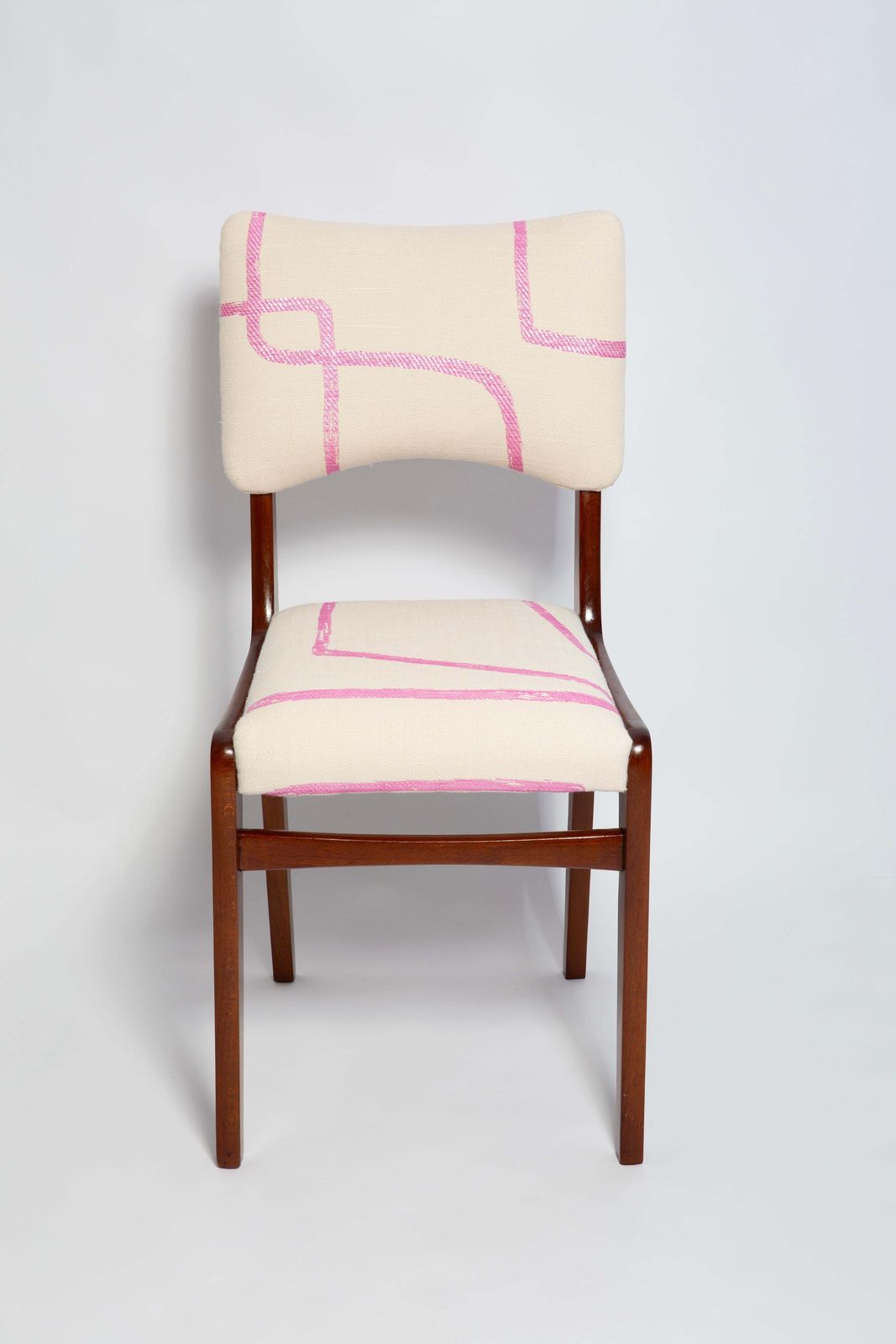 Furniture Eight Mid Century Chairs, Promenade Kafkaïenne Jacquard, By Halas, Poland, 1960s photo