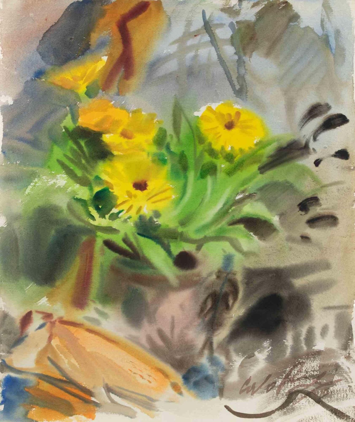 Carlo Ravagnanflowers   Drawing By Carlo Ravagnan   19711971