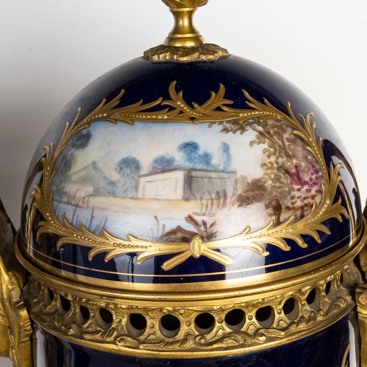 Home Decor Pair Of Covered Vases In Sèvres Porcelain, Napoleon III Period, 19th Century. photo
