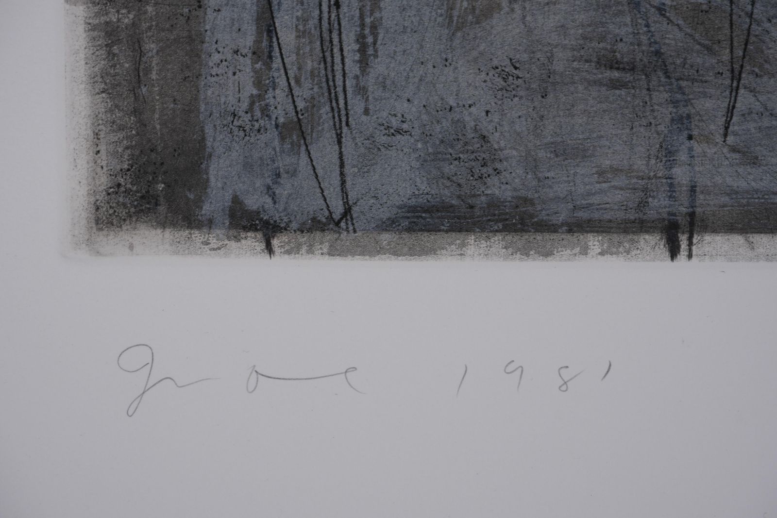 Jim Dinenancy Outside In July Xxii (Ten Layers Of Grey)   Original Handsigned Etching1981 photo furniture