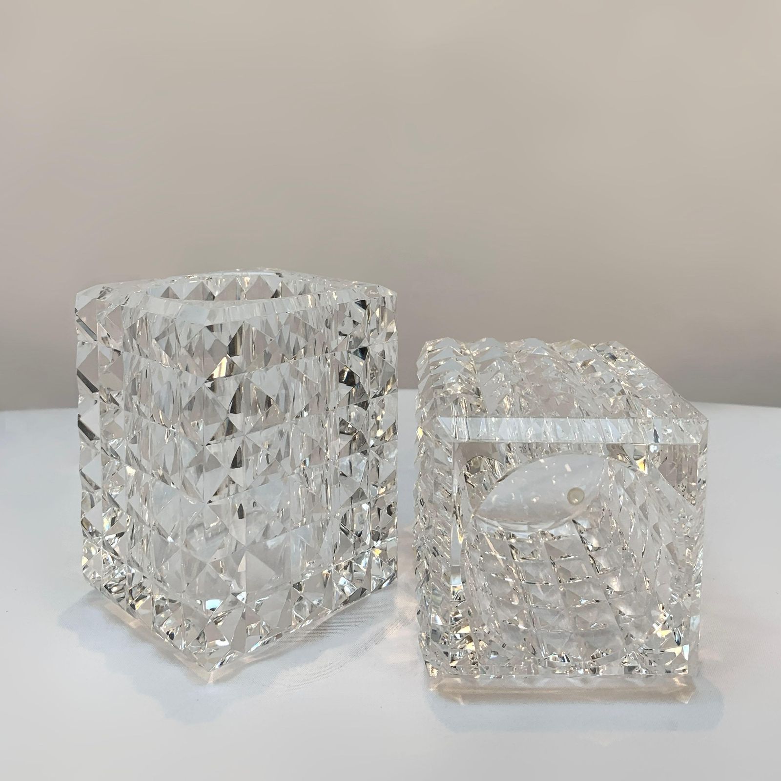 Set Of Four Veritas Faceted Optical Glass Candle Votives, Texas, 2016 photo for sale