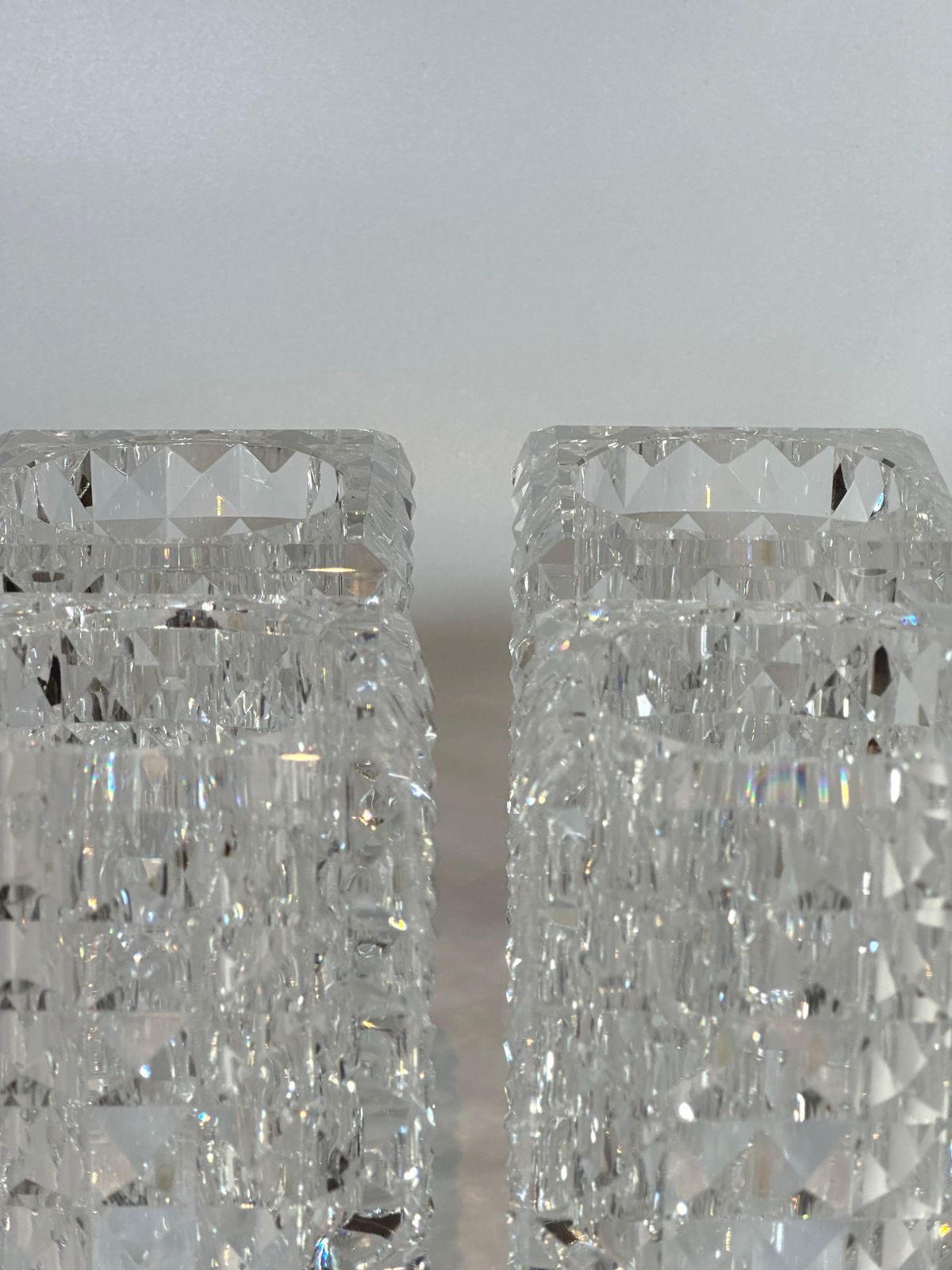 Set Of Four Veritas Faceted Optical Glass Candle Votives, Texas, 2016 photo buy