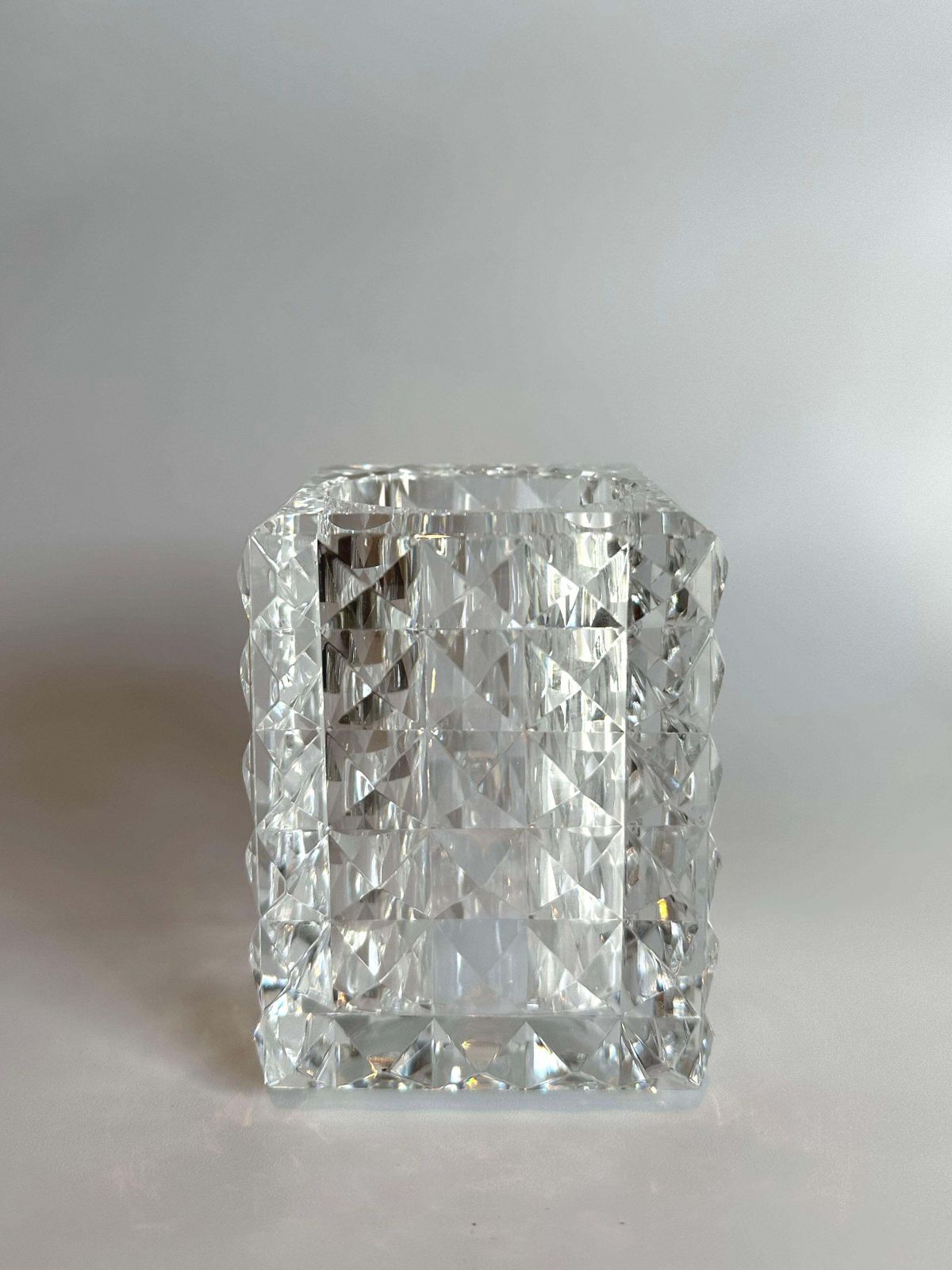 Set Of Four Veritas Faceted Optical Glass Candle Votives, Texas, 2016 photo vintage