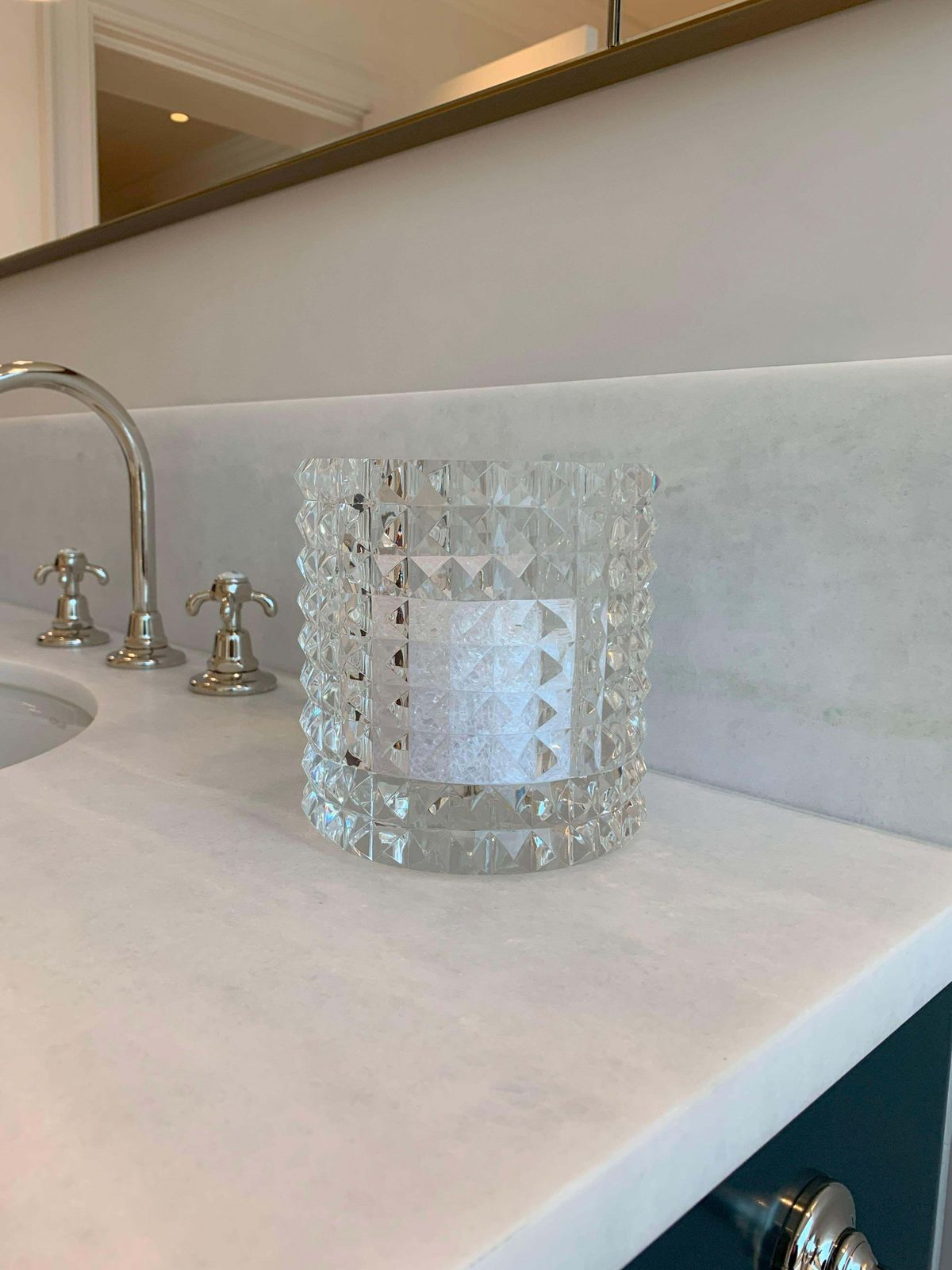 Contemporary Faceted Optical Glass Vase By Veritas, Texas Us, 2016 photo vinterior
