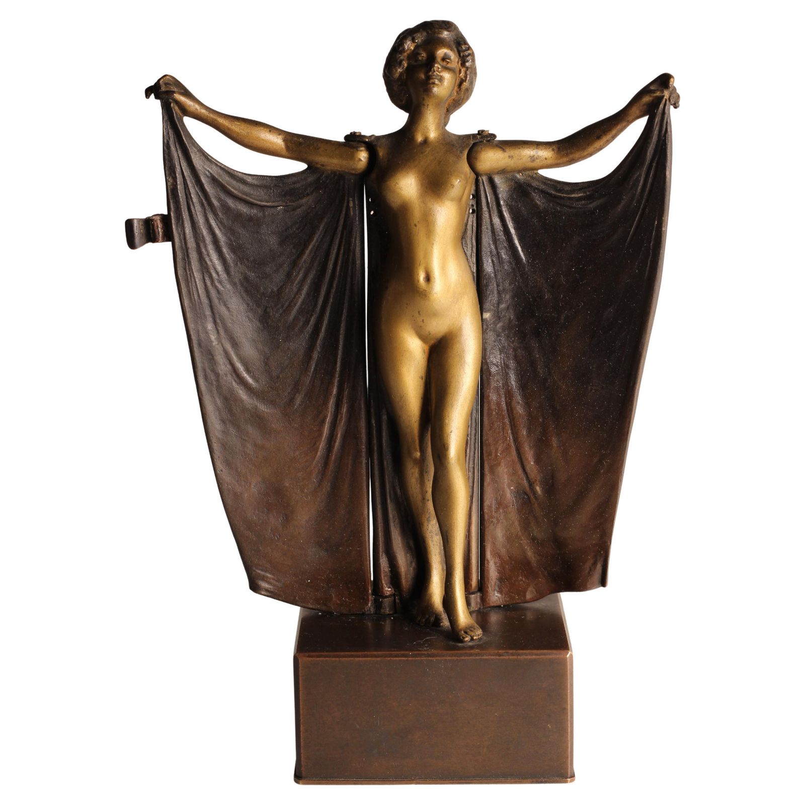 Art Deco Carl Kauba Automaton Bronze Nude With Mechanical Cape 1920’s Austria photo buy
