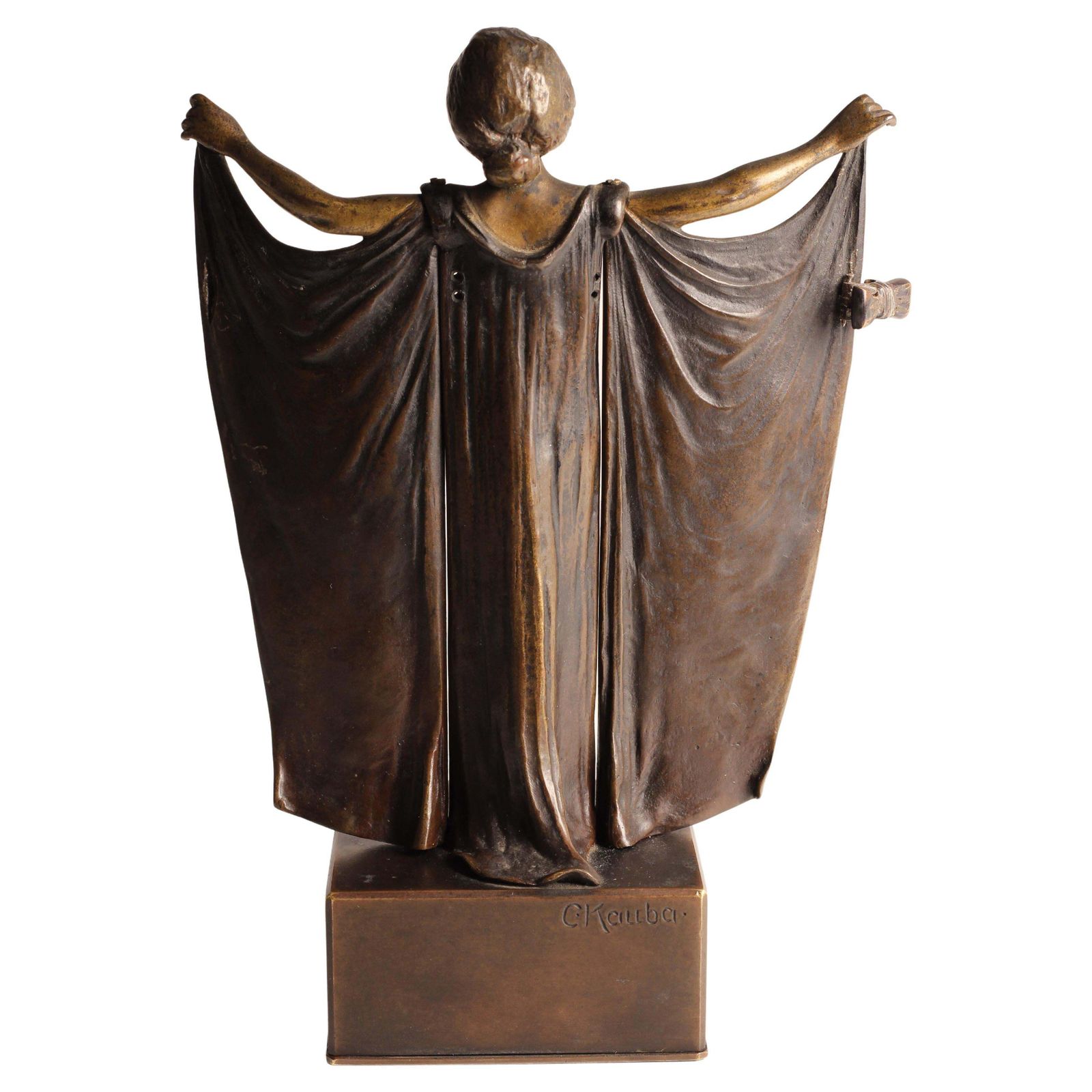 3746.0 Art Deco Carl Kauba Automaton Bronze Nude With Mechanical Cape 1920’s Austria photo