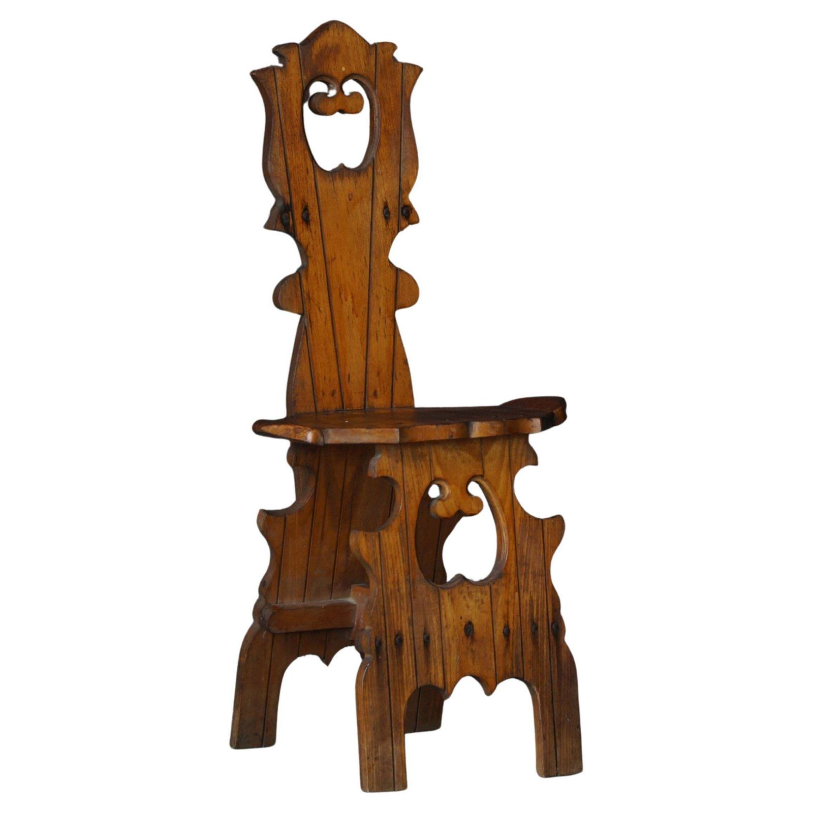 Vintage Wabi Sabi Style Dining Chair In Patinated Elm Wood, Mid Century, Italy
