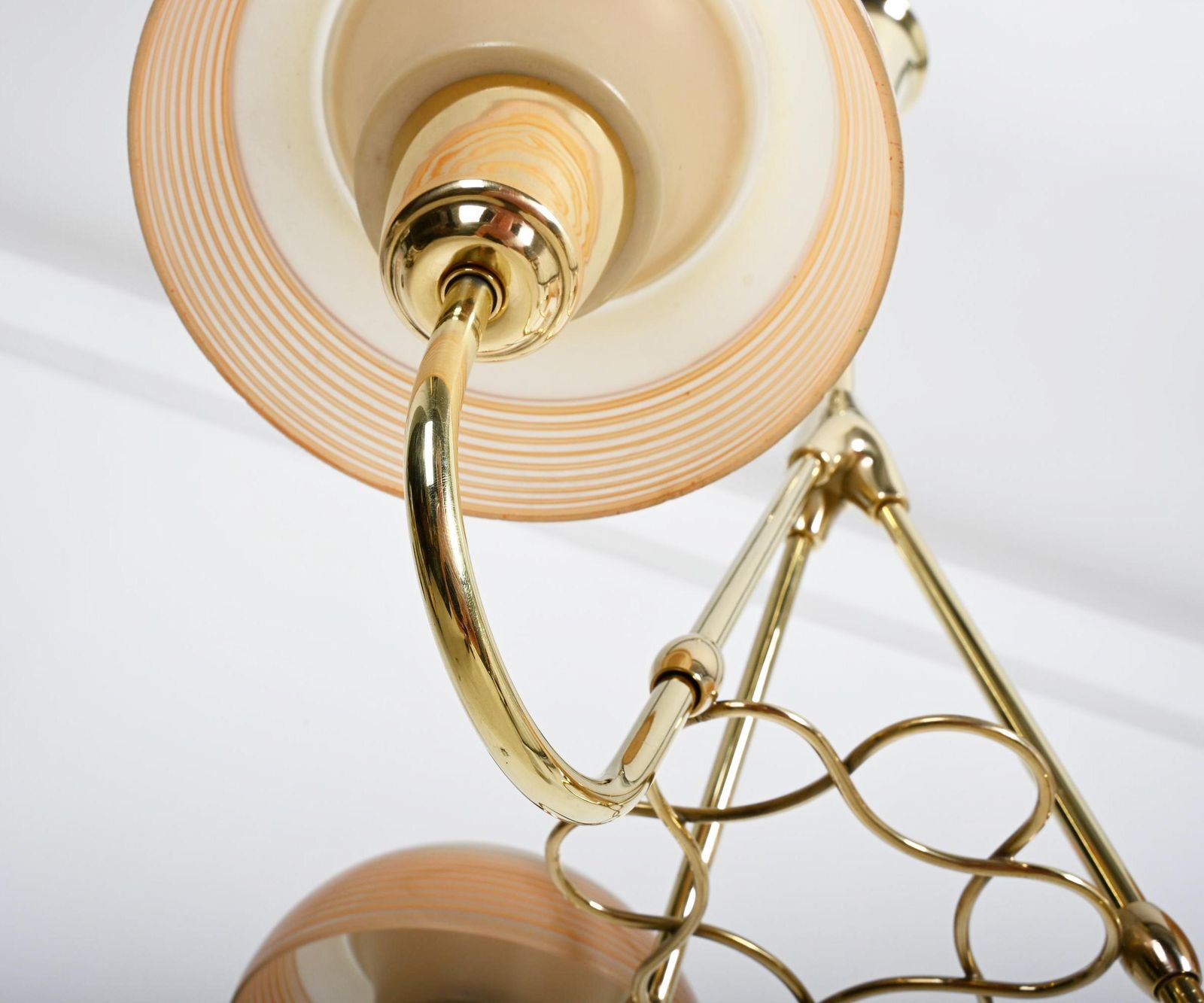 Fog & Mørup Brass Chandelier With Opaline Glass Shades photo buy