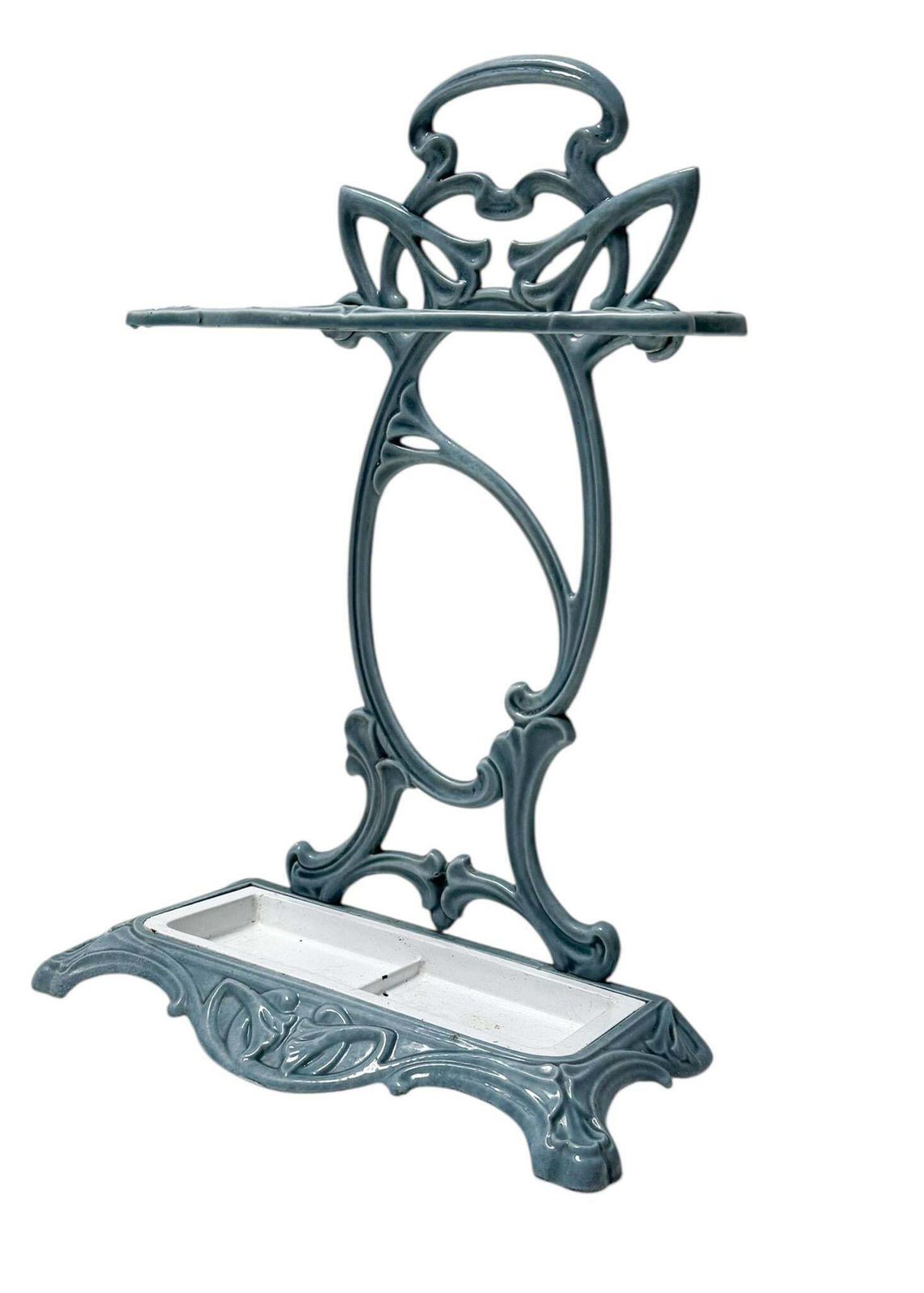 Art Nouveau Enameled Iron Umbrella Stand, 1900s photo for sale