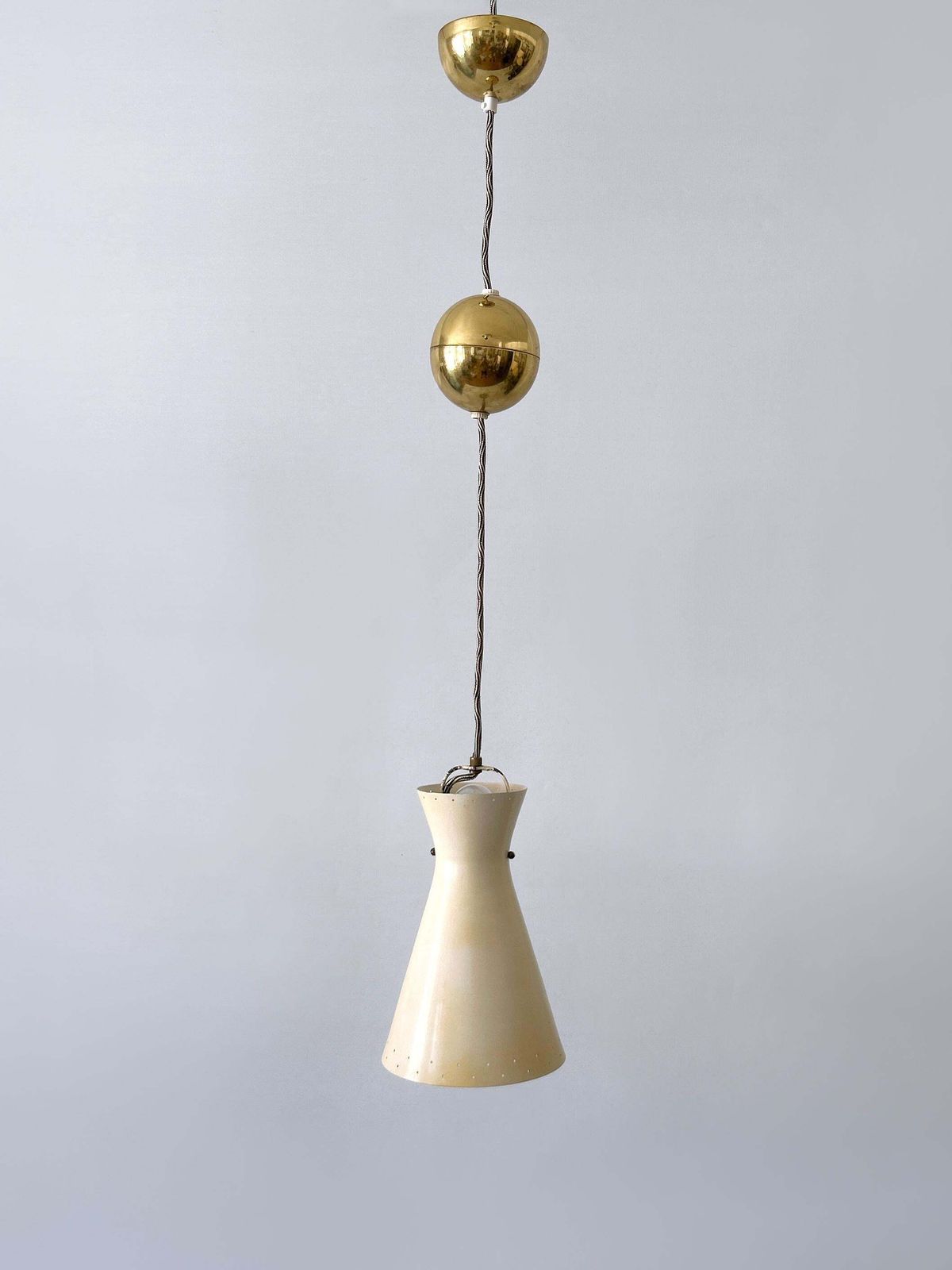 Rare Mid Century Pulley Diabolo Pendant Lamps By Vereinigte Werkstätten 1950s photo for sale
