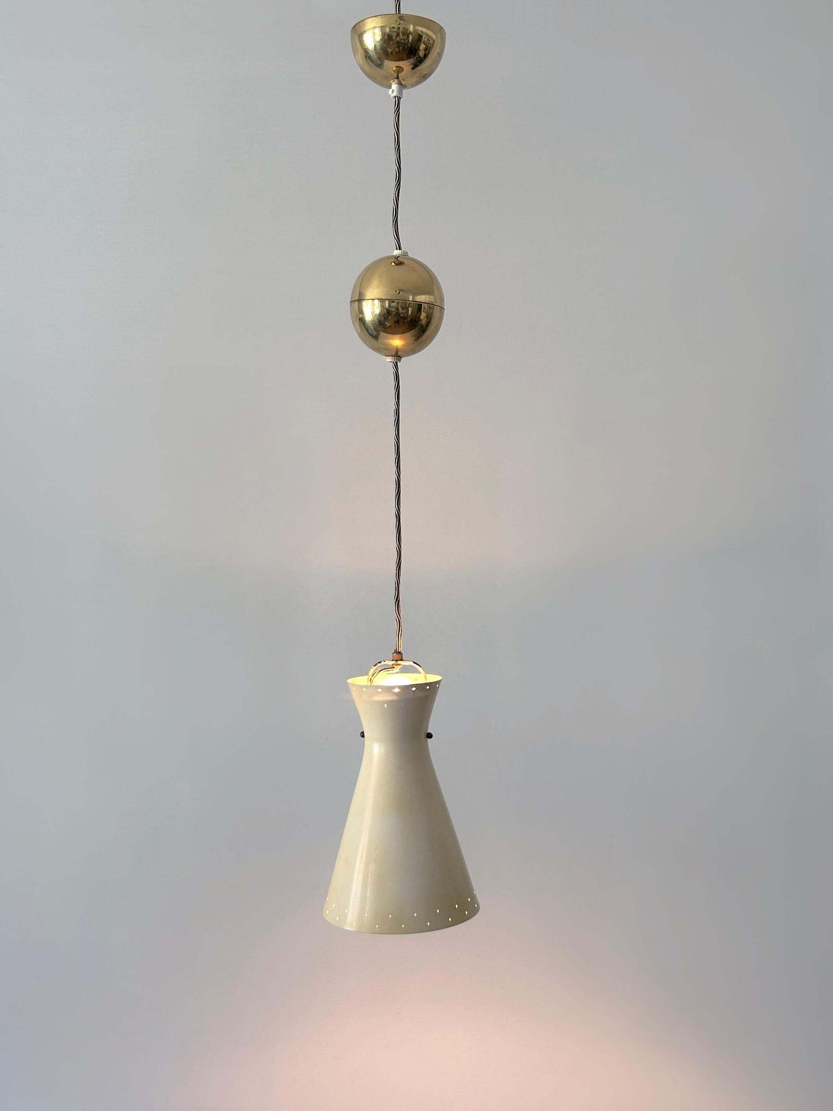 Rare Mid Century Pulley Diabolo Pendant Lamps By Vereinigte Werkstätten 1950s photo Lighting